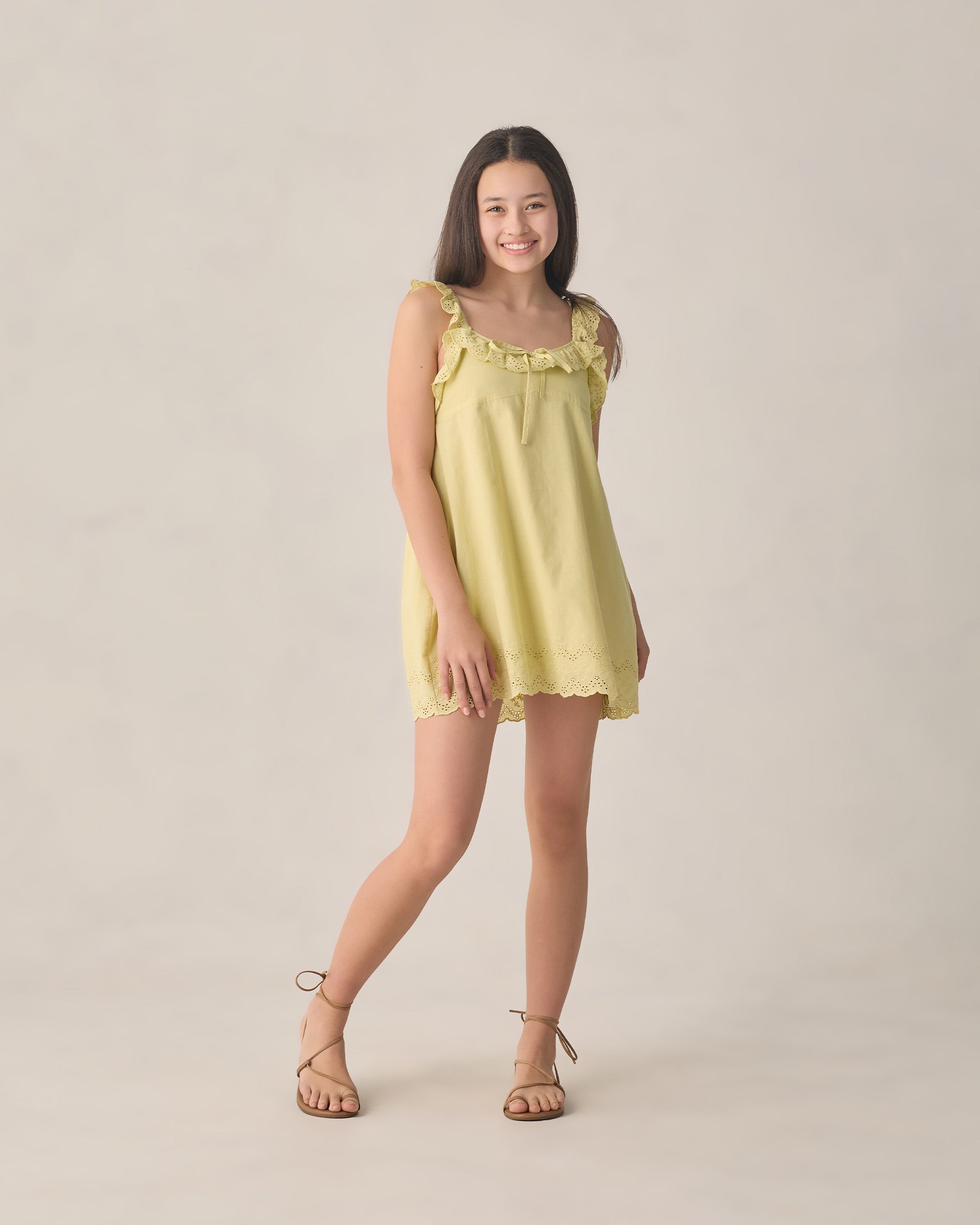 Teen Ida Mini Dress Citron – Rylee + Cru