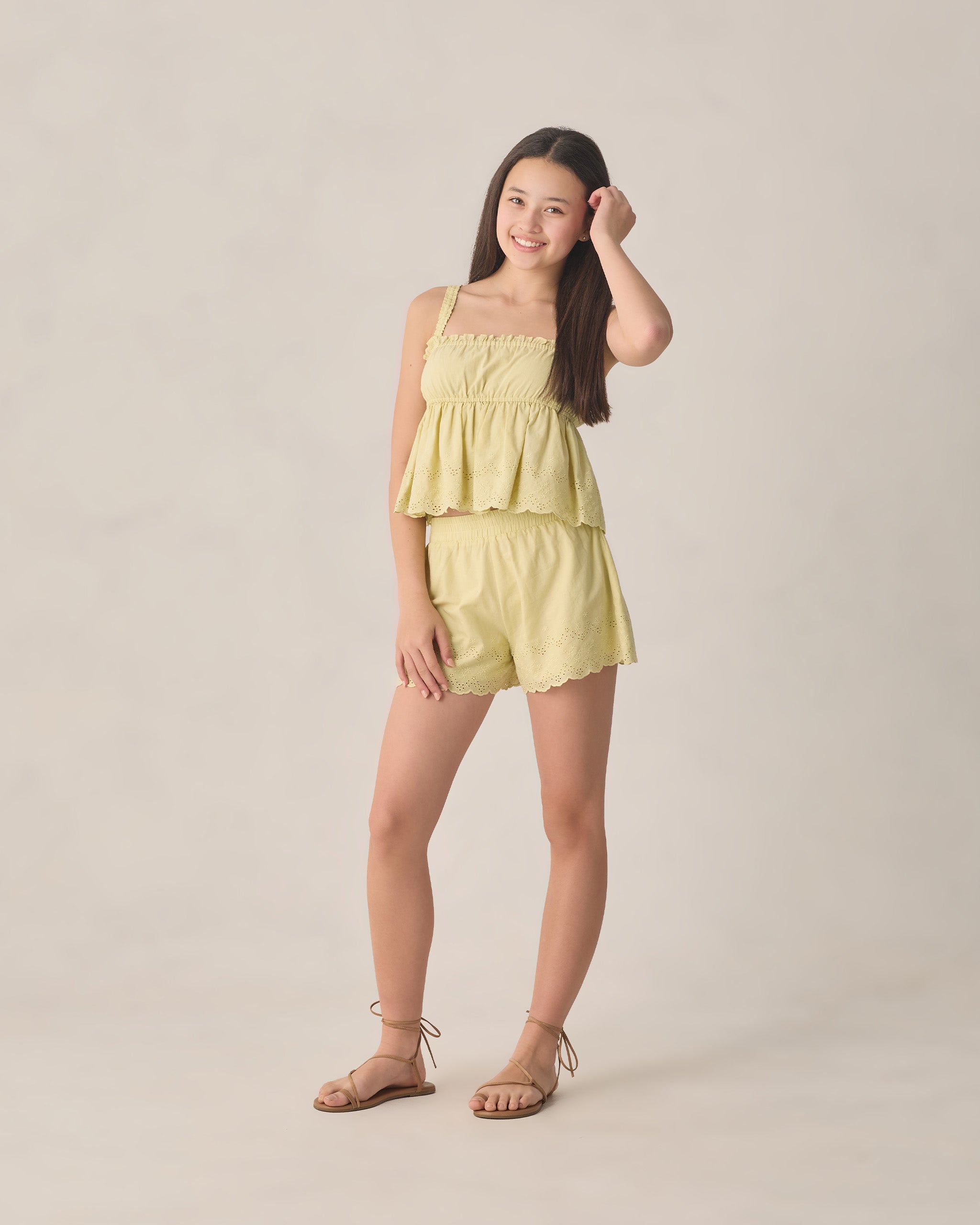 Teen Eyelet Tank Blouse Citron - Rylee + Cru | Kids Clothes | Trendy Baby Clothes | Modern Infant Outfits |