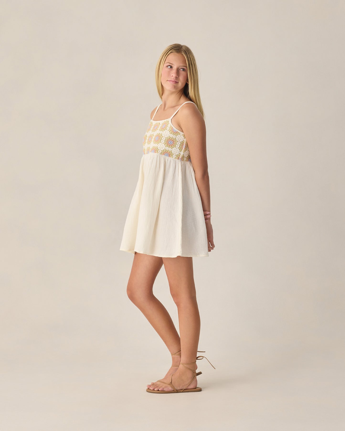 Teen Crochet Sundress Citron Daisy Check - Rylee + Cru | Kids Clothes | Trendy Baby Clothes | Modern Infant Outfits |