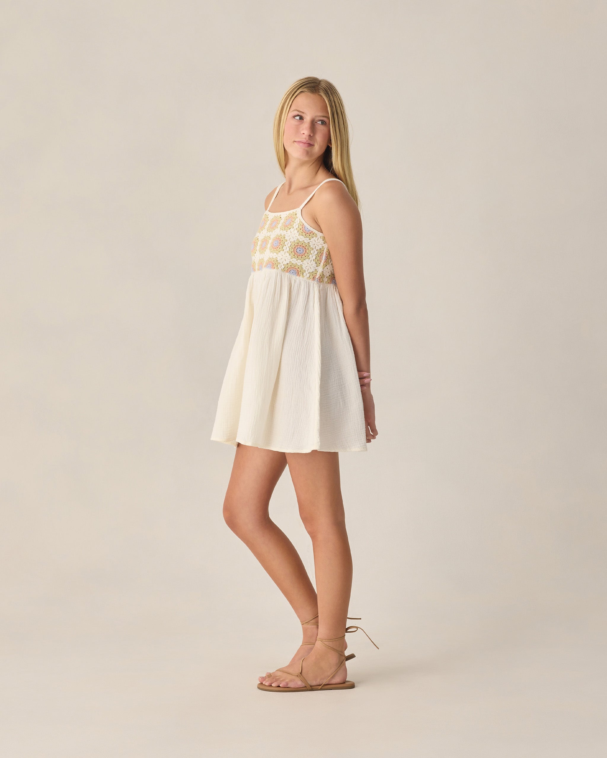 Teen Crochet Sundress Citron Daisy Check - Rylee + Cru | Kids Clothes | Trendy Baby Clothes | Modern Infant Outfits |
