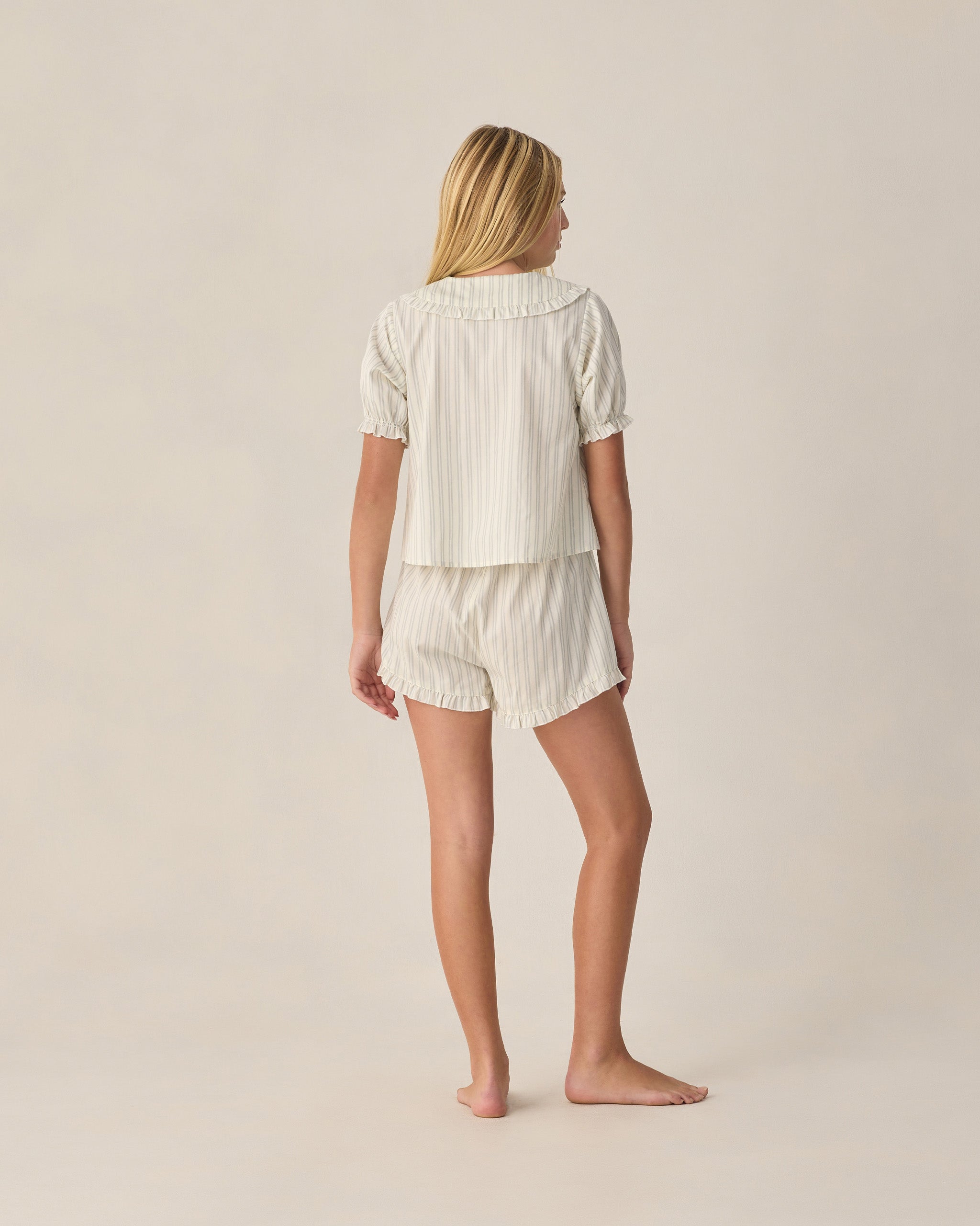 Teen Delilah Pajama Set Seafoam Railroad Stripe - Rylee + Cru | Kids Clothes | Trendy Baby Clothes | Modern Infant Outfits |