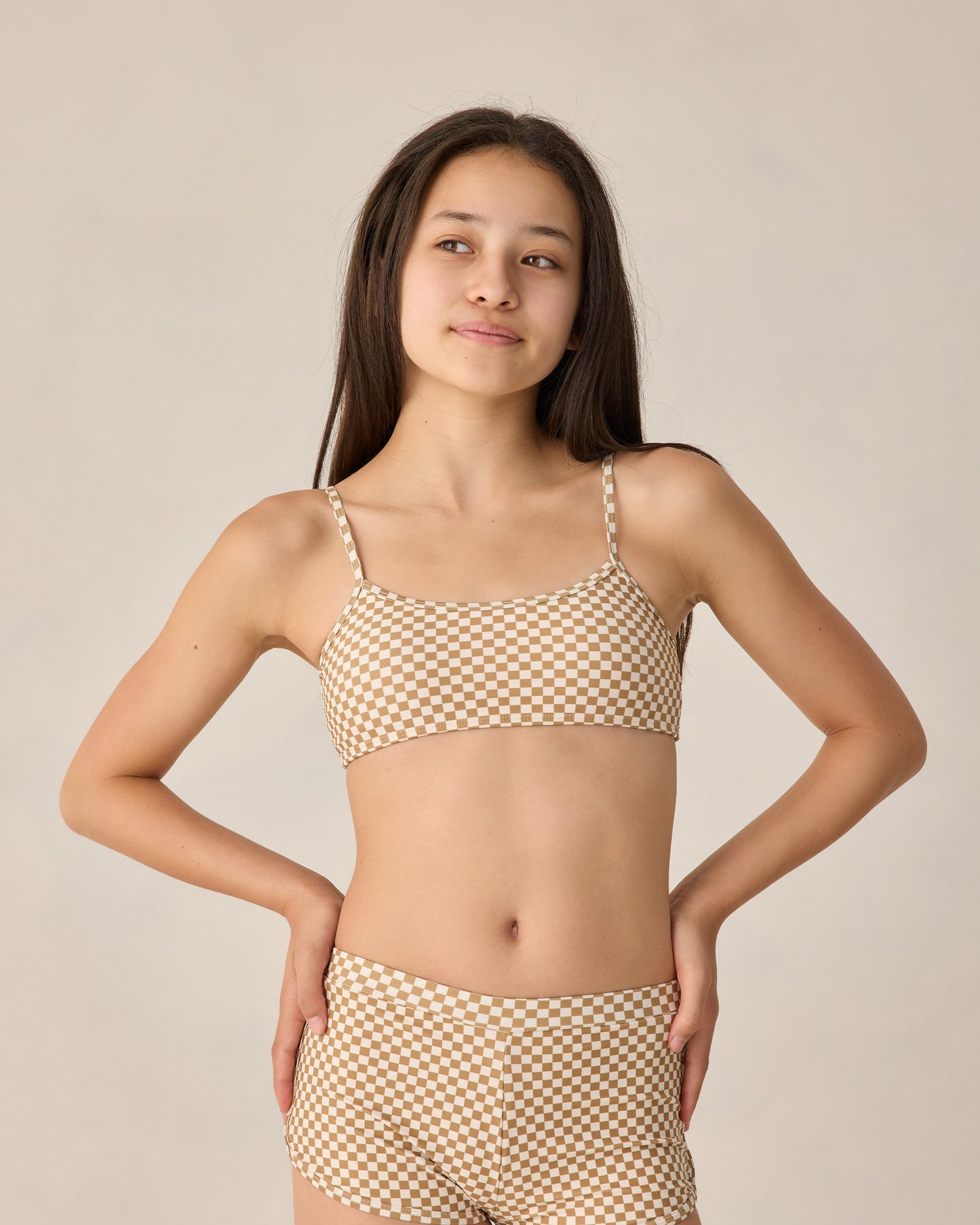 Teen Malia Bikini Set Ocre Check - Rylee + Cru | Kids Clothes | Trendy Baby Clothes | Modern Infant Outfits |