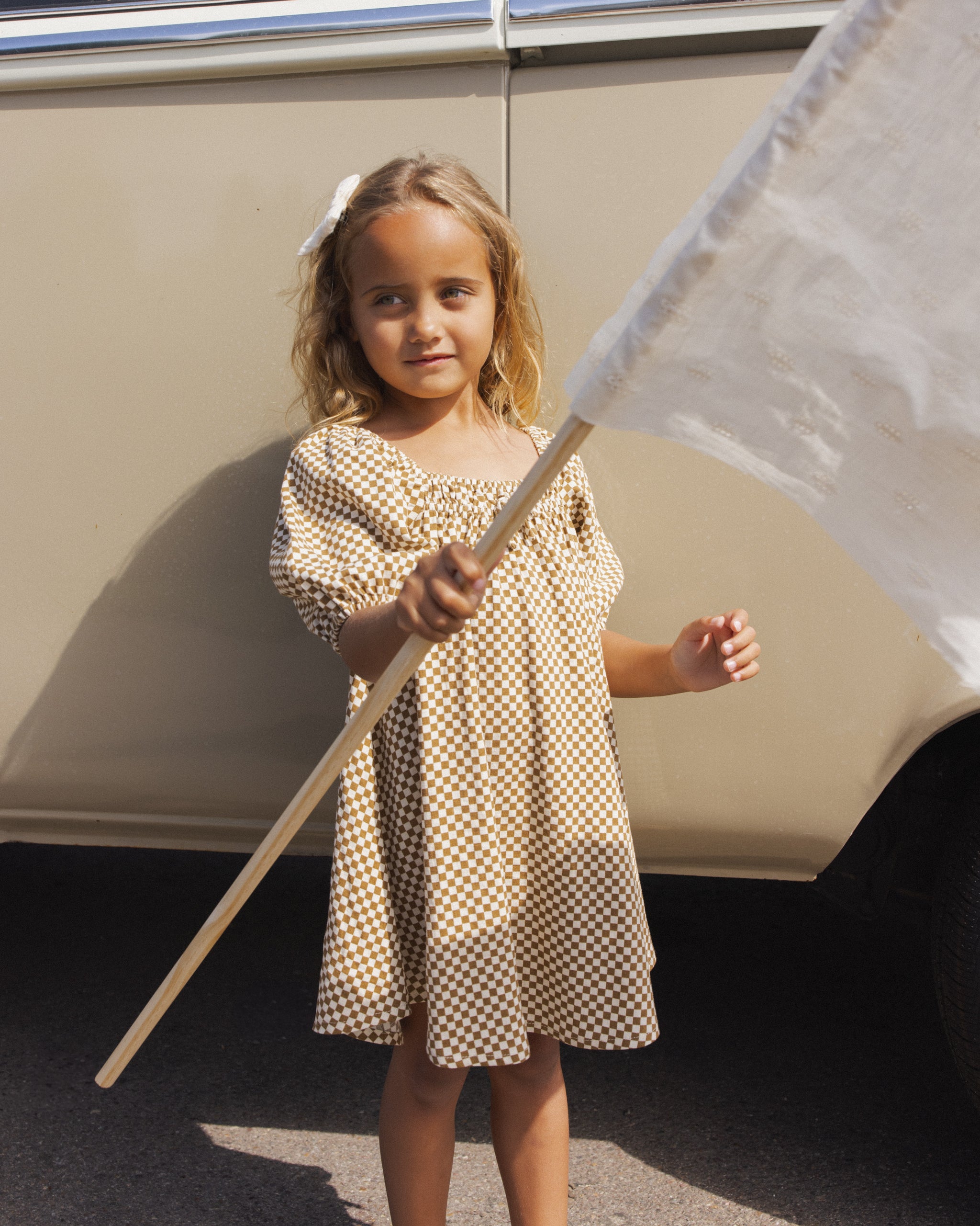 Sabrina Mini Dress Ocre Check – Rylee + Cru
