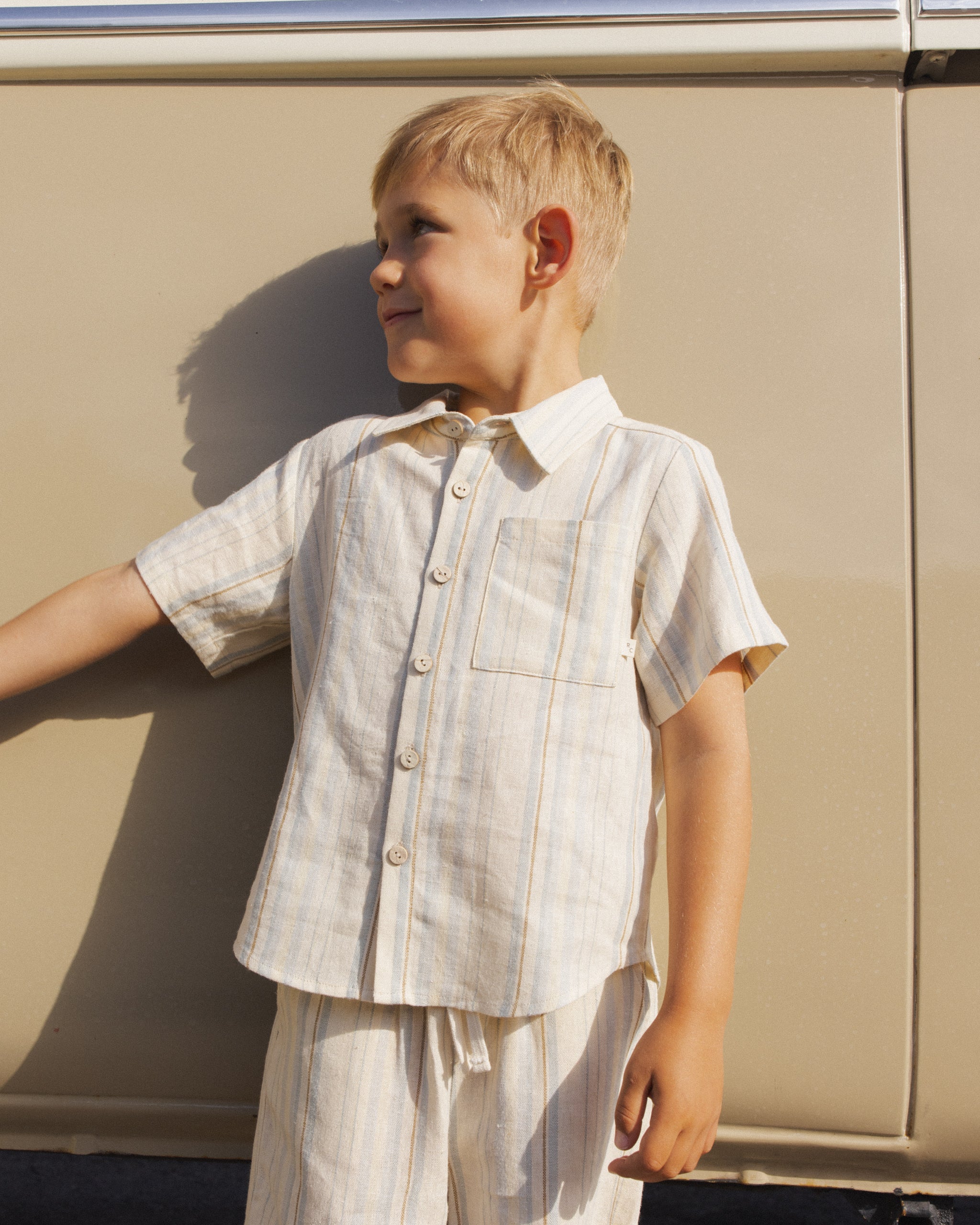 infant dress shirt Collared Short Sleeve Shirt Sea Stripe – Rylee + Cru