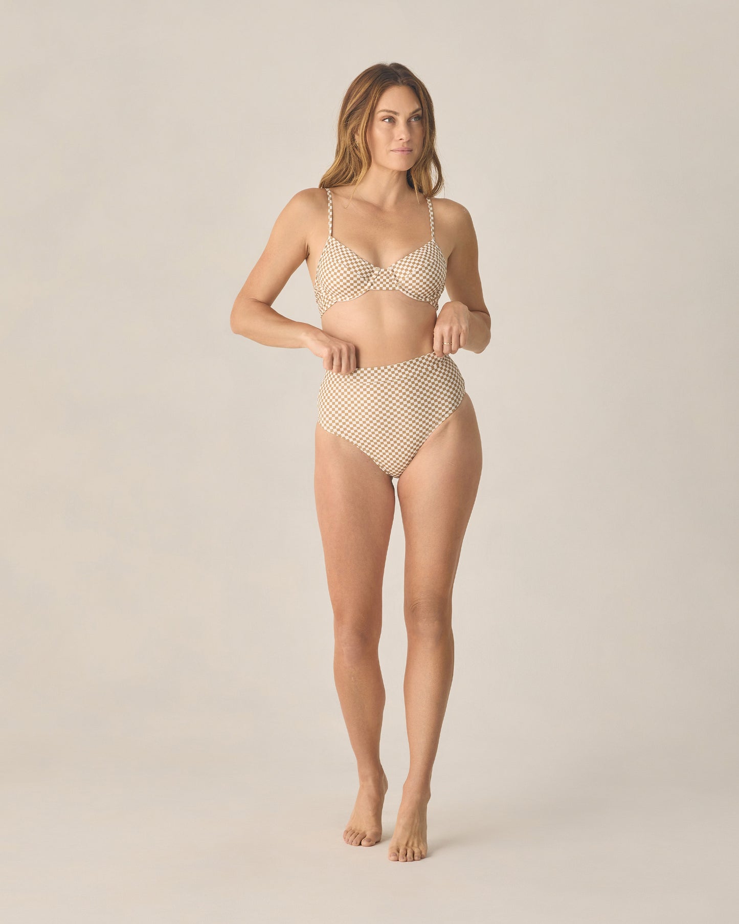 Women's Underwire Bikini Top Ocre Check - Rylee + Cru | Kids Clothes | Trendy Baby Clothes | Modern Infant Outfits |