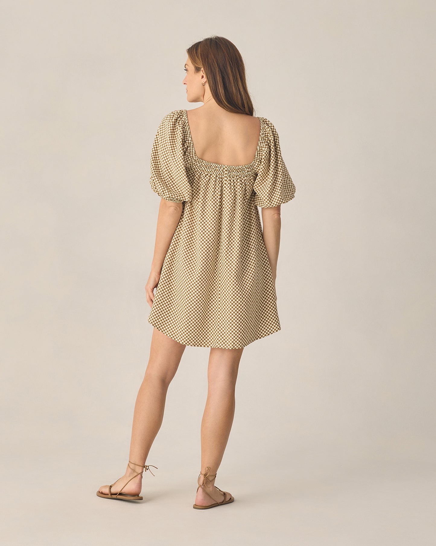 Women's Sabrina Mini Dress Ocre Check - Rylee + Cru | Kids Clothes | Trendy Baby Clothes | Modern Infant Outfits |