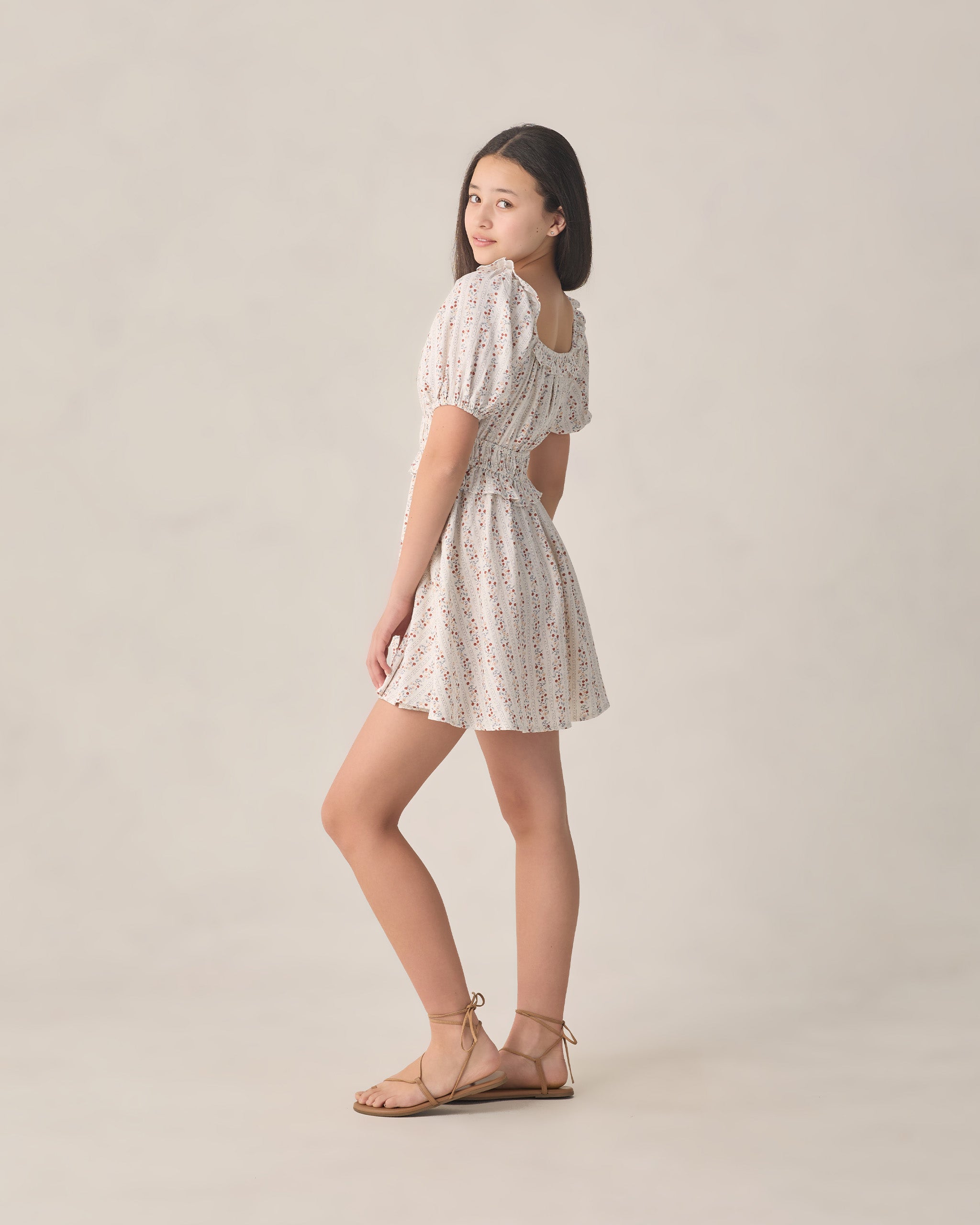 teen girl fall dress Teen Girl Semi-Formal Dress with Scarf Collar and Blue flowers