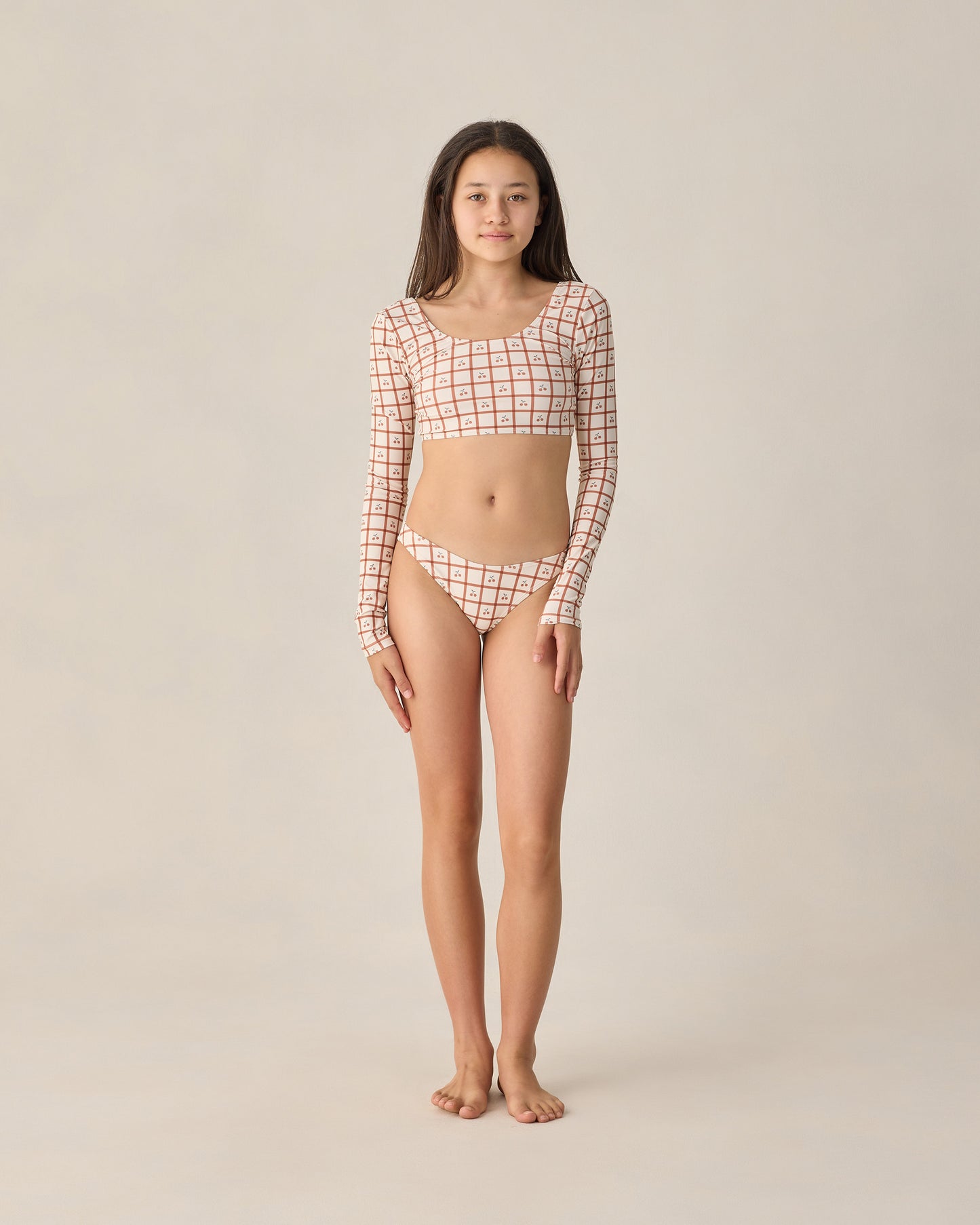 Teen Rashguard Bikini Set Cherry Check - Rylee + Cru | Kids Clothes | Trendy Baby Clothes | Modern Infant Outfits |