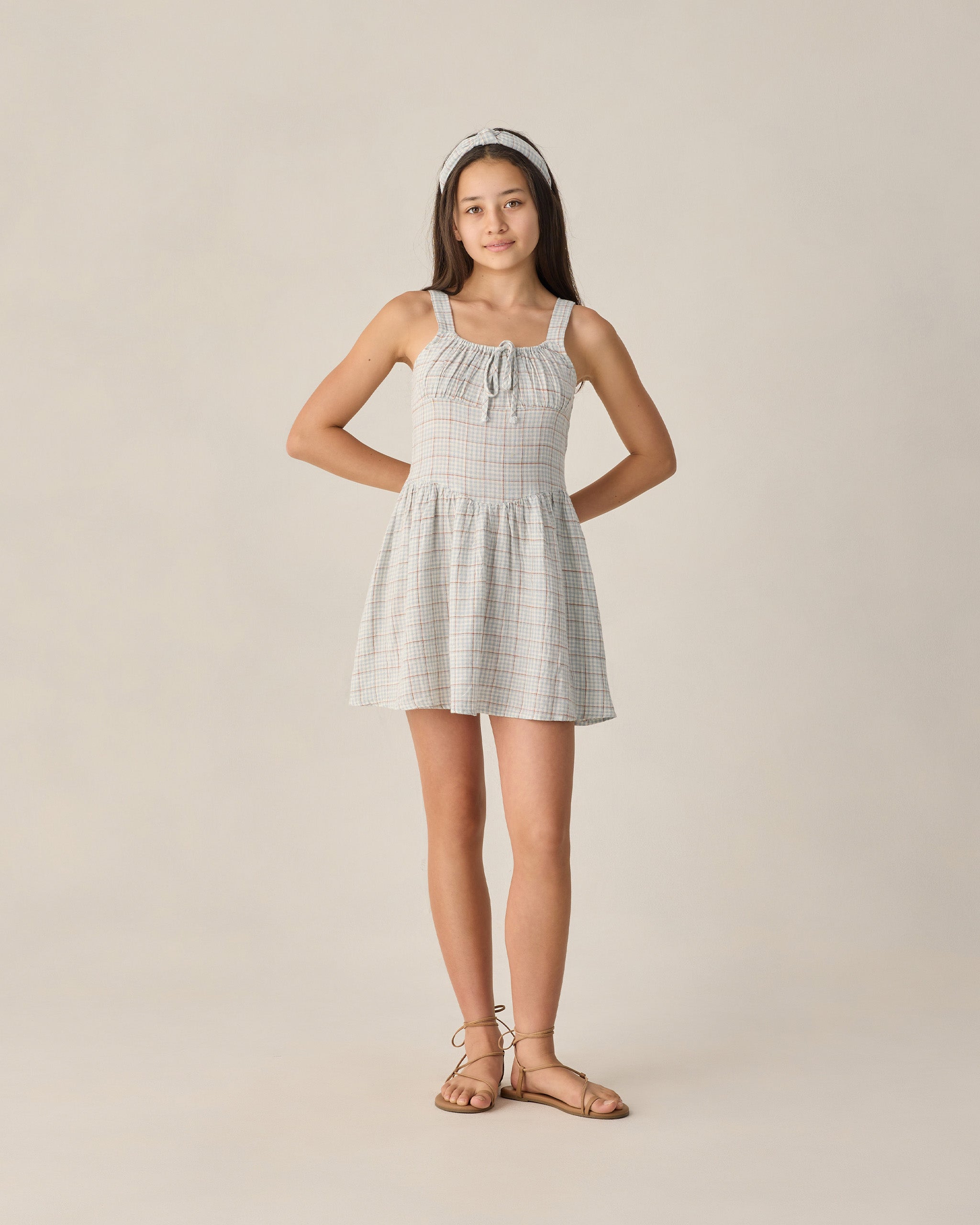Teen Primrose Mini Dress Light Blue Plaid - Rylee + Cru | Kids Clothes | Trendy Baby Clothes | Modern Infant Outfits |
