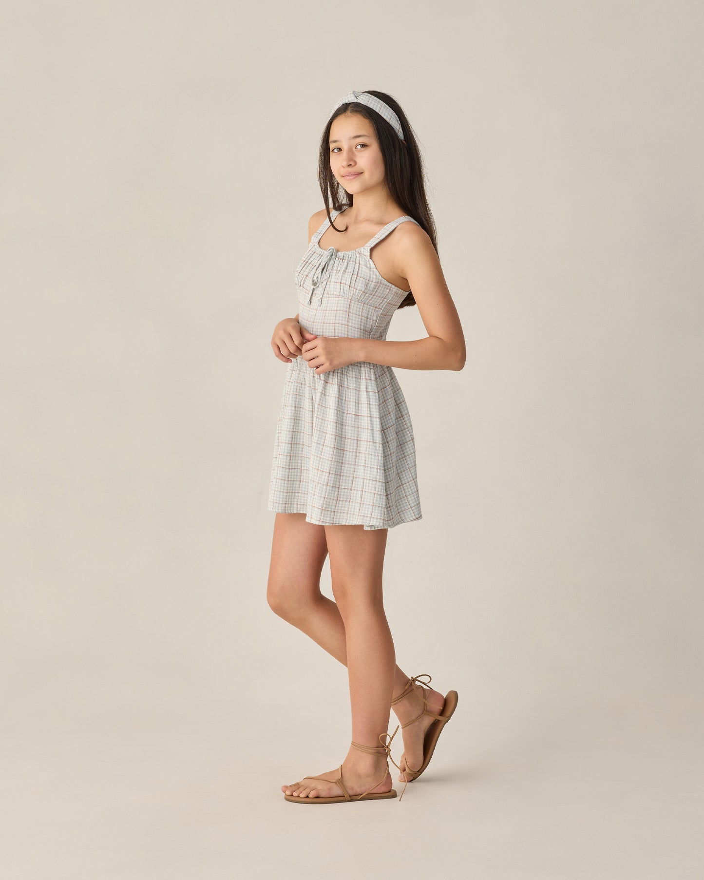 Teen Primrose Mini Dress Light Blue Plaid - Rylee + Cru | Kids Clothes | Trendy Baby Clothes | Modern Infant Outfits |