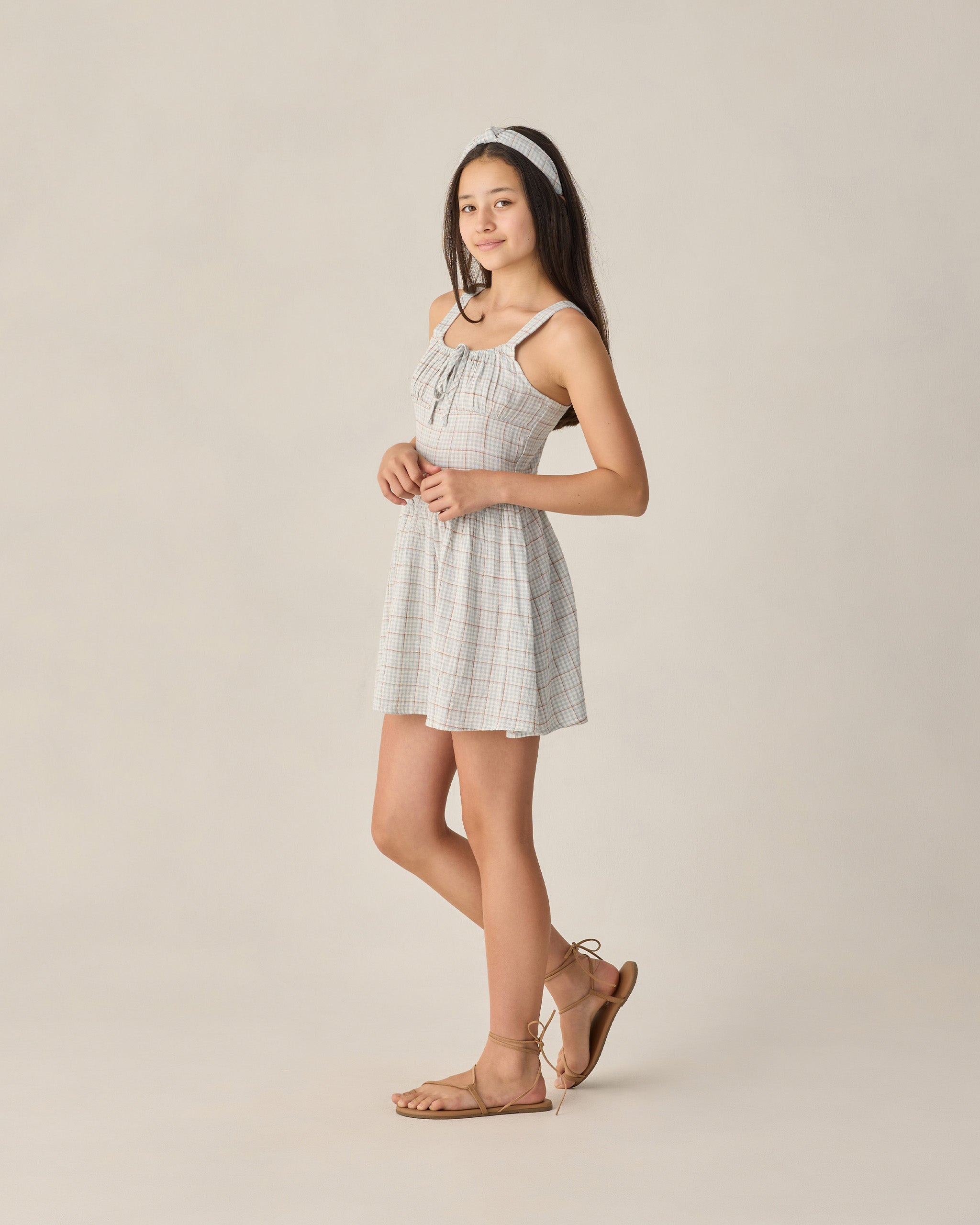 Teen Primrose Mini Dress Light Blue Plaid - Rylee + Cru | Kids Clothes | Trendy Baby Clothes | Modern Infant Outfits |