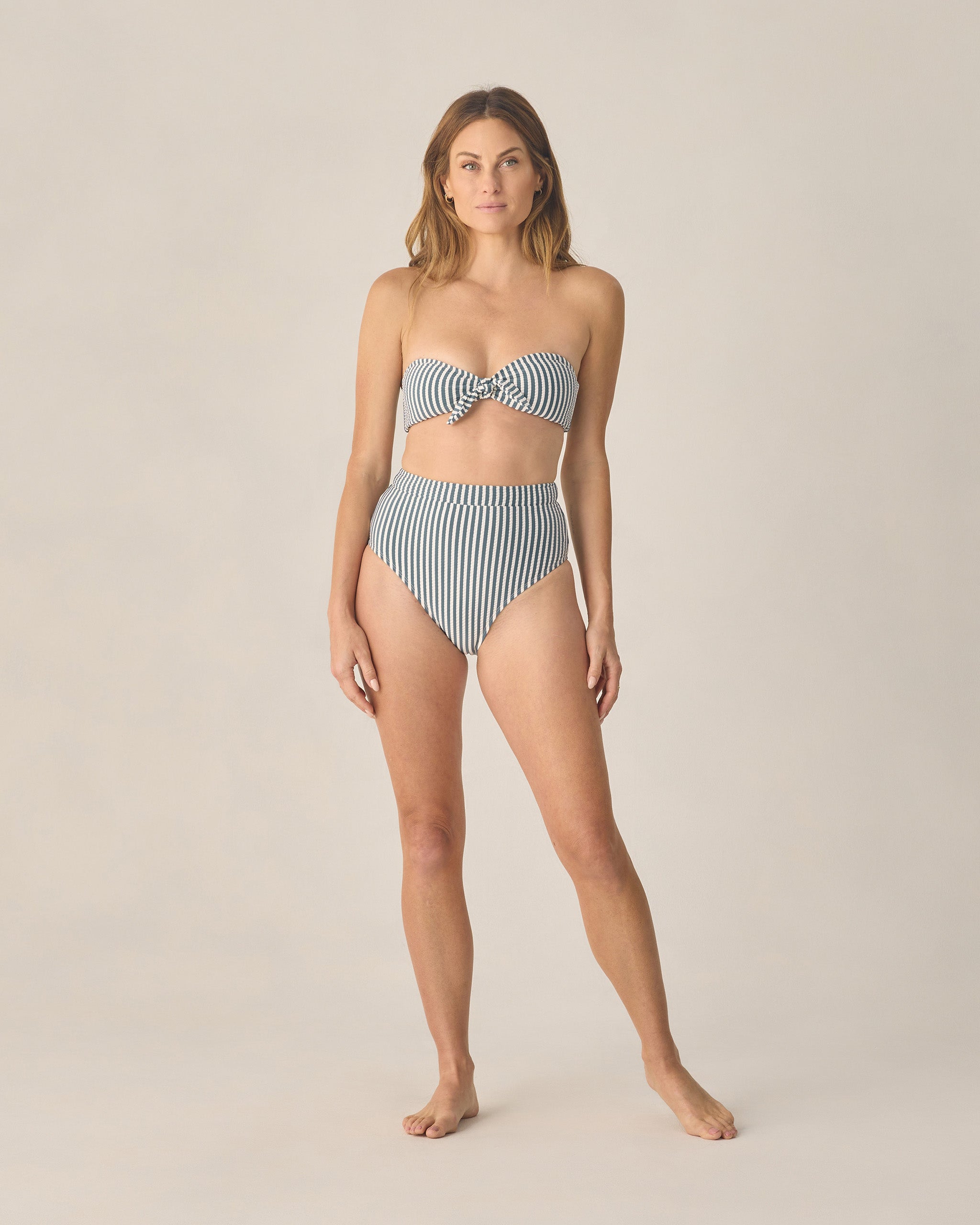 Women's Knotted Bandeau Bikini Top Navy Stripe - Rylee + Cru | Kids Clothes | Trendy Baby Clothes | Modern Infant Outfits |