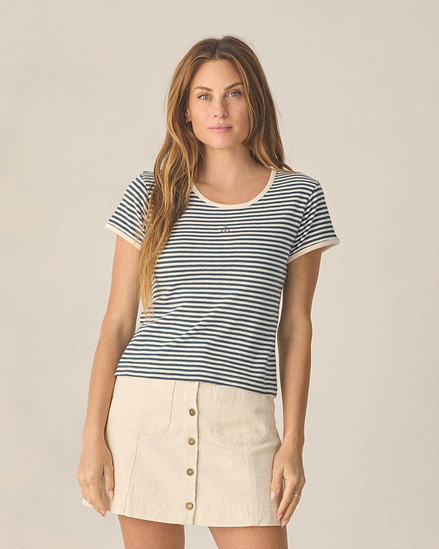 Women's Pointelle Tee Navy Stripe - Rylee + Cru | Kids Clothes | Trendy Baby Clothes | Modern Infant Outfits |