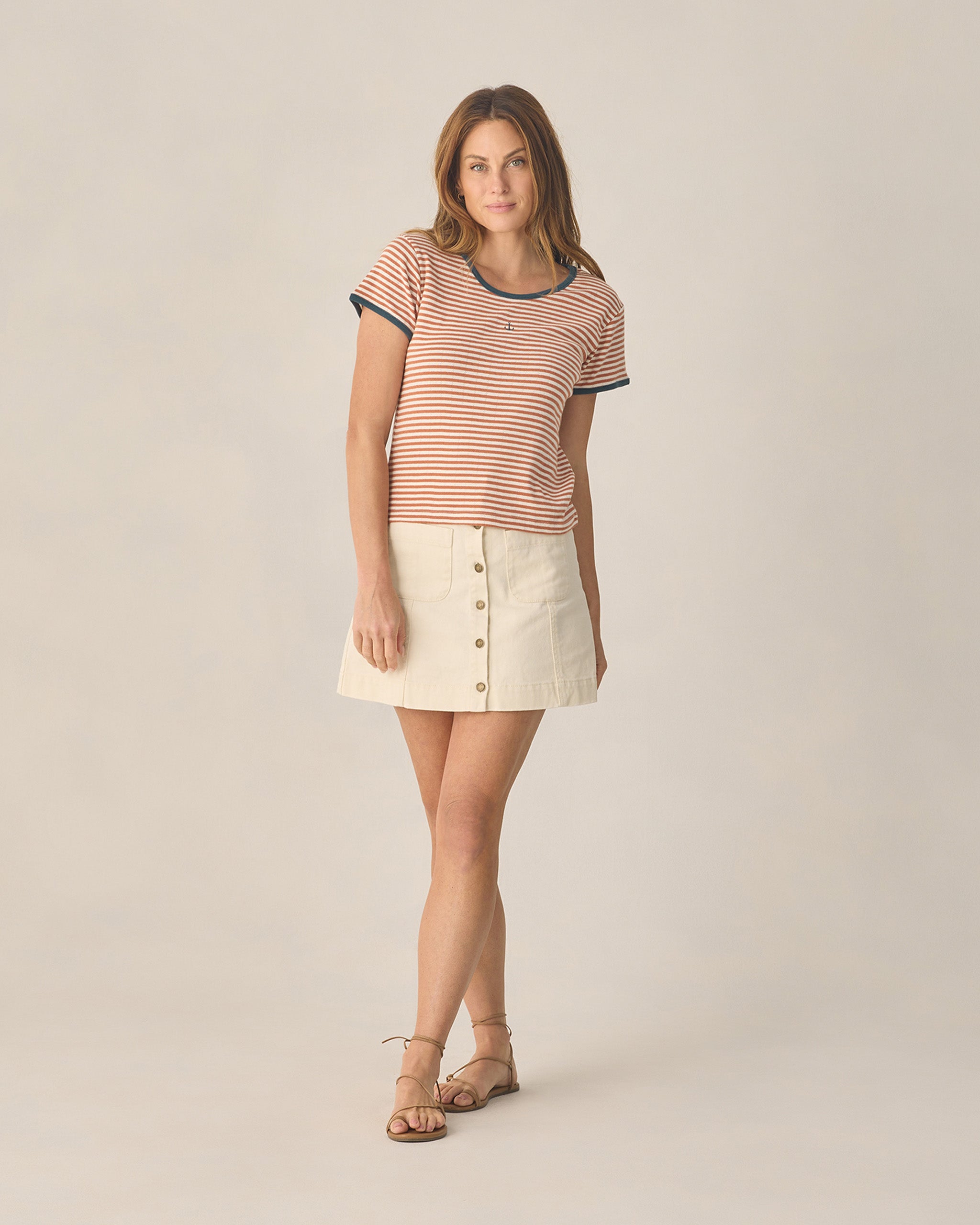 Women's Pointelle Tee Poppy Stripe - Rylee + Cru | Kids Clothes | Trendy Baby Clothes | Modern Infant Outfits |