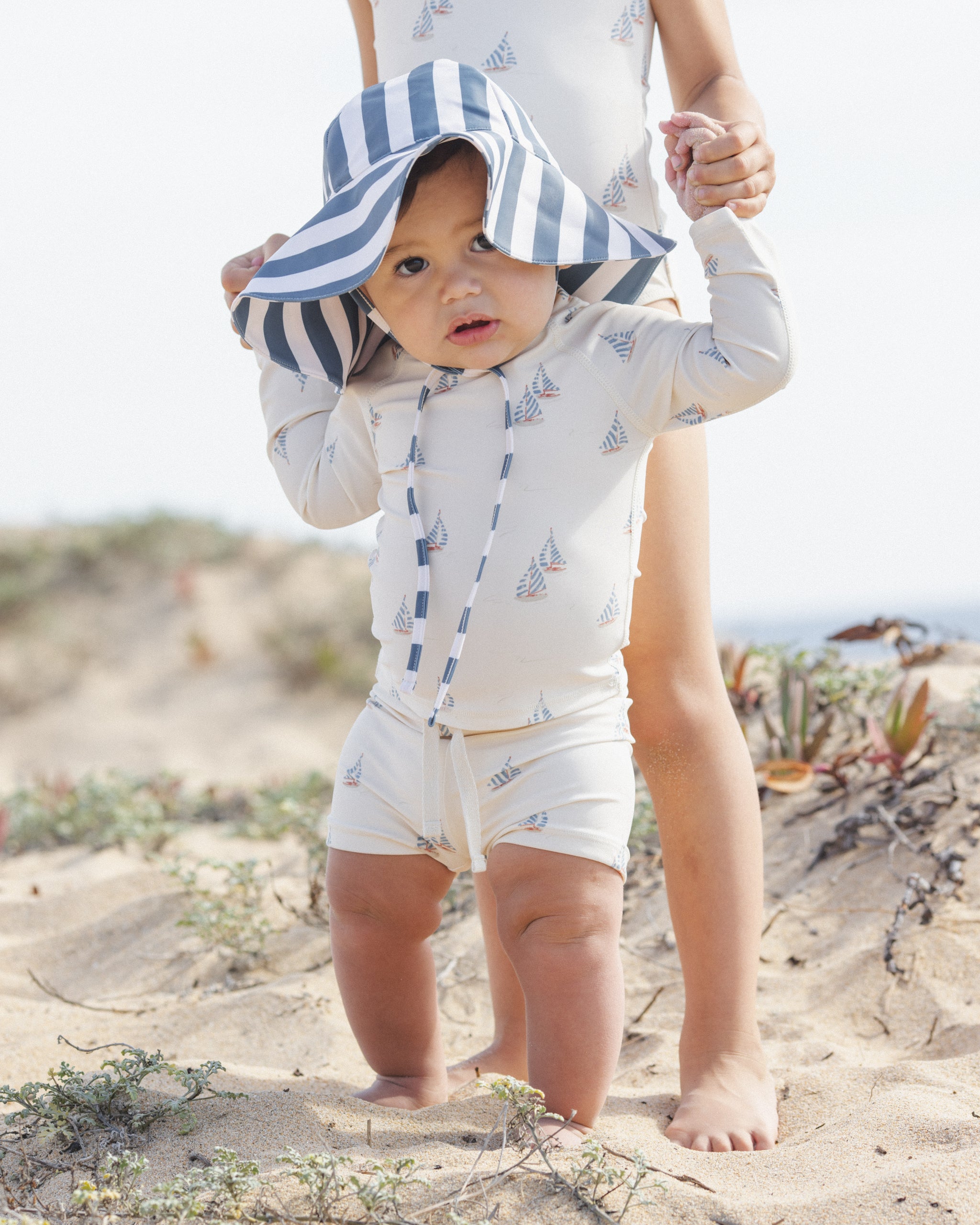 Floppy Swim Hat Navy Stripe - Rylee + Cru | Kids Clothes | Trendy Baby Clothes | Modern Infant Outfits |