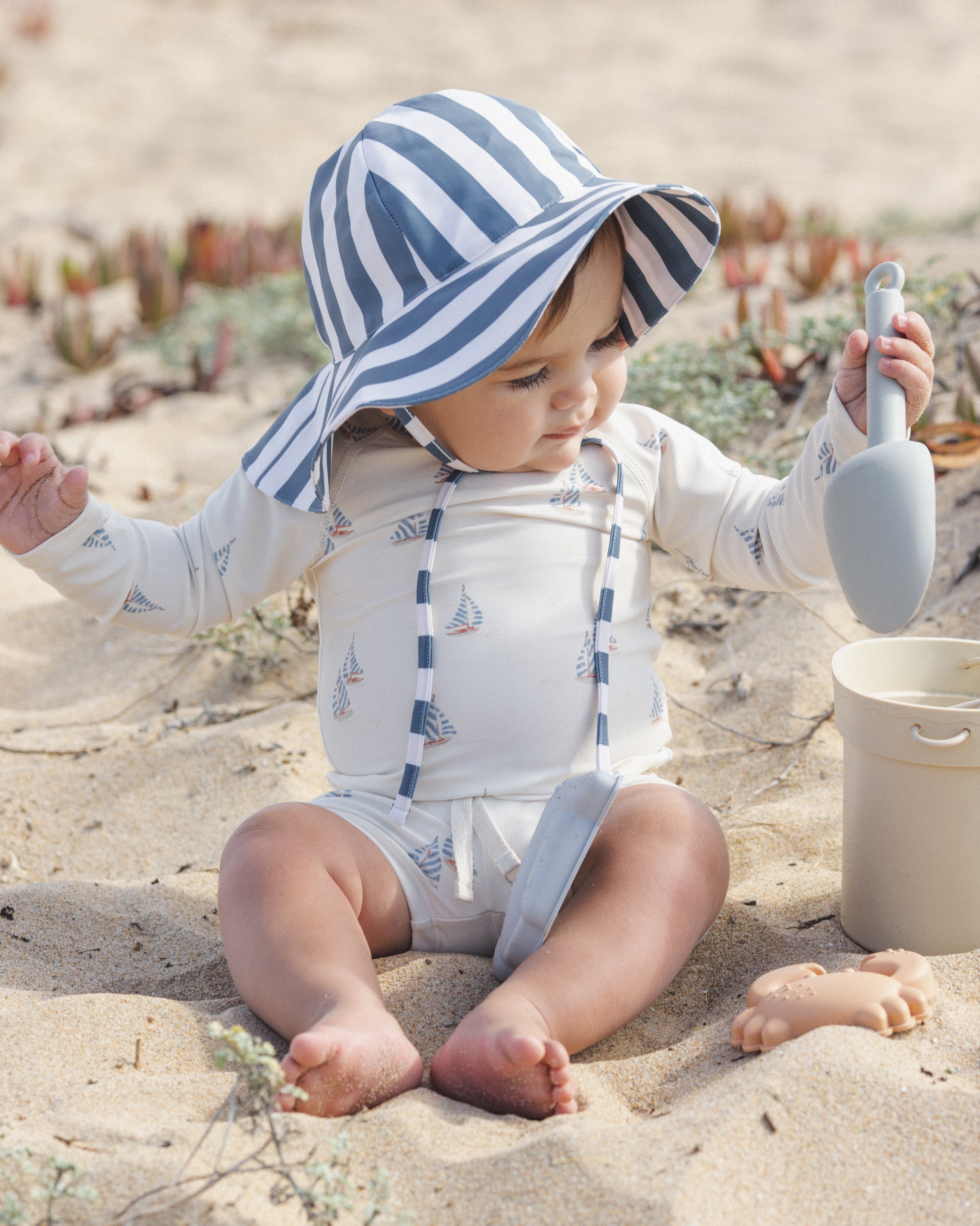 Floppy Swim Hat Navy Stripe - Rylee + Cru | Kids Clothes | Trendy Baby Clothes | Modern Infant Outfits |