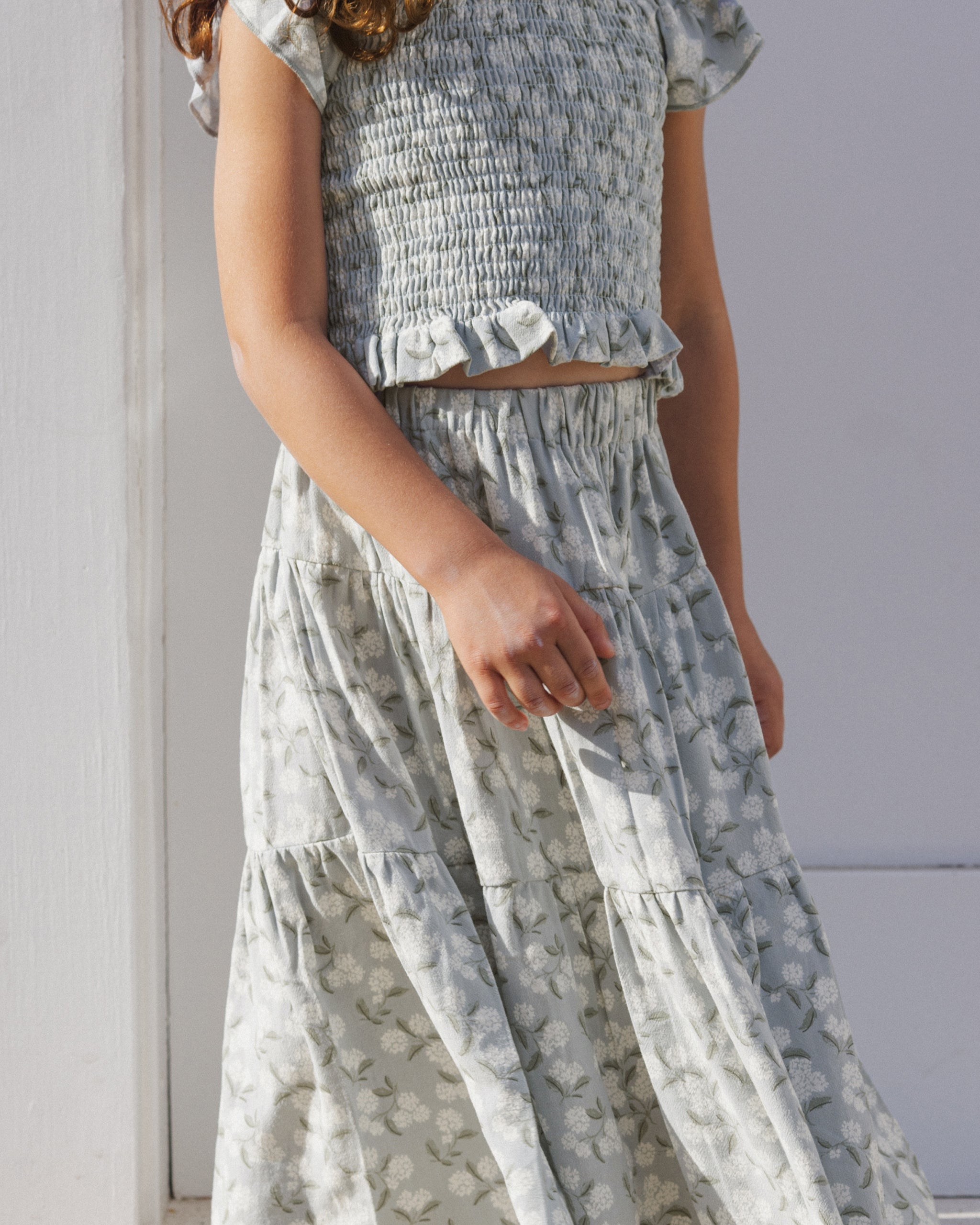 Tiered Midi Skirt Hydrangea - Rylee + Cru | Kids Clothes | Trendy Baby Clothes | Modern Infant Outfits |