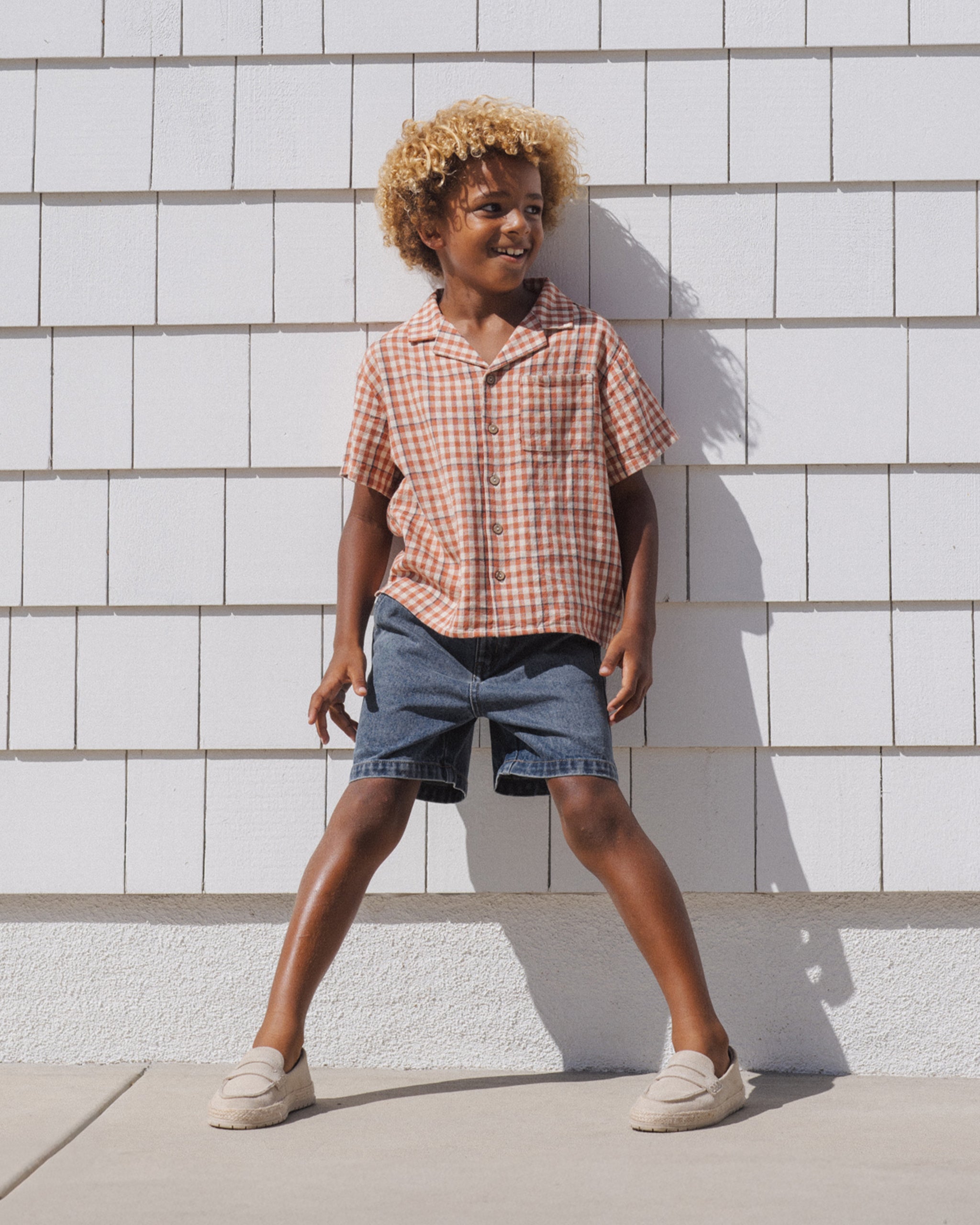 Lapel Collar Shirt Poppy Gingham - Rylee + Cru | Kids Clothes | Trendy Baby Clothes | Modern Infant Outfits |