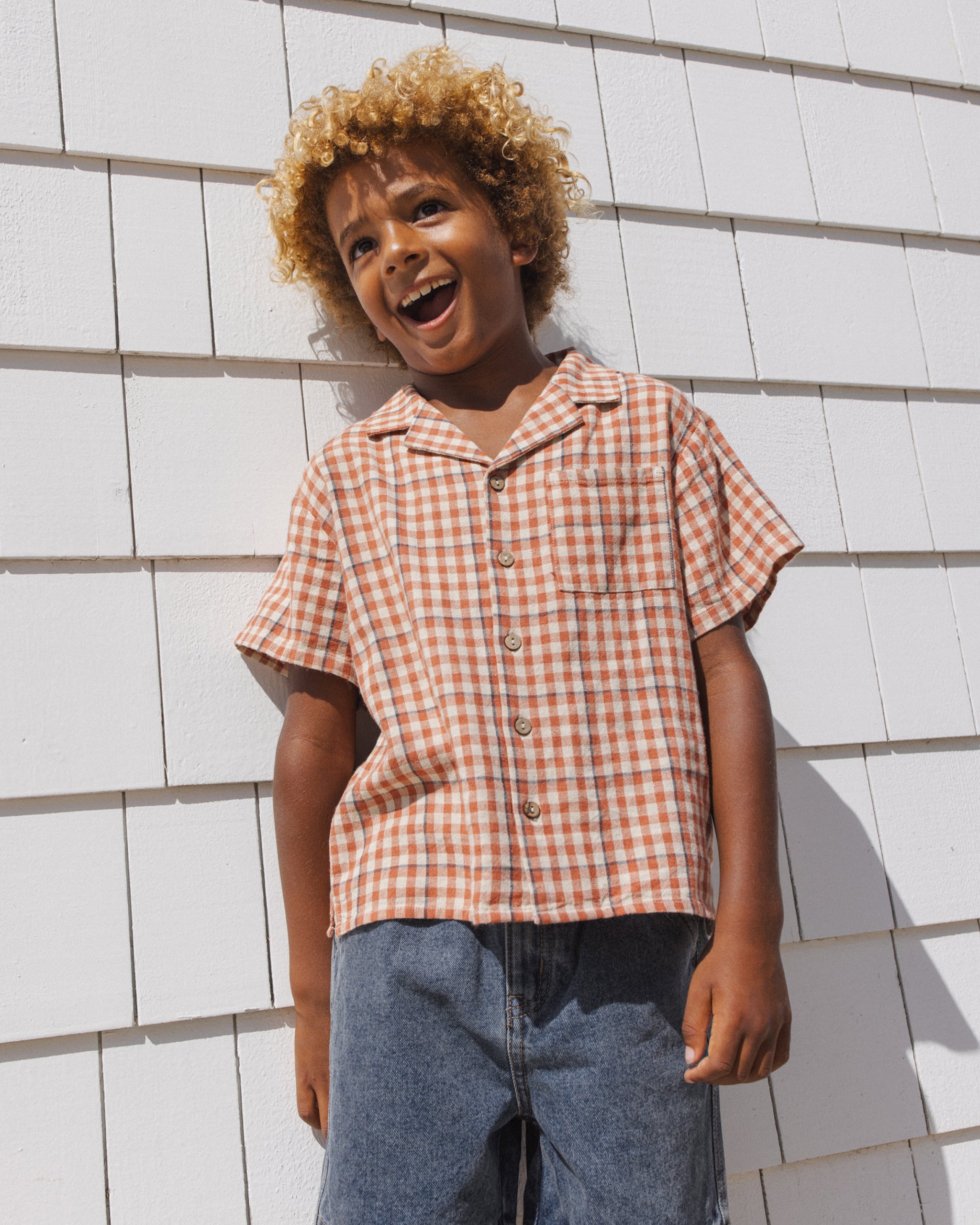 Lapel Collar Shirt Poppy Gingham - Rylee + Cru | Kids Clothes | Trendy Baby Clothes | Modern Infant Outfits |