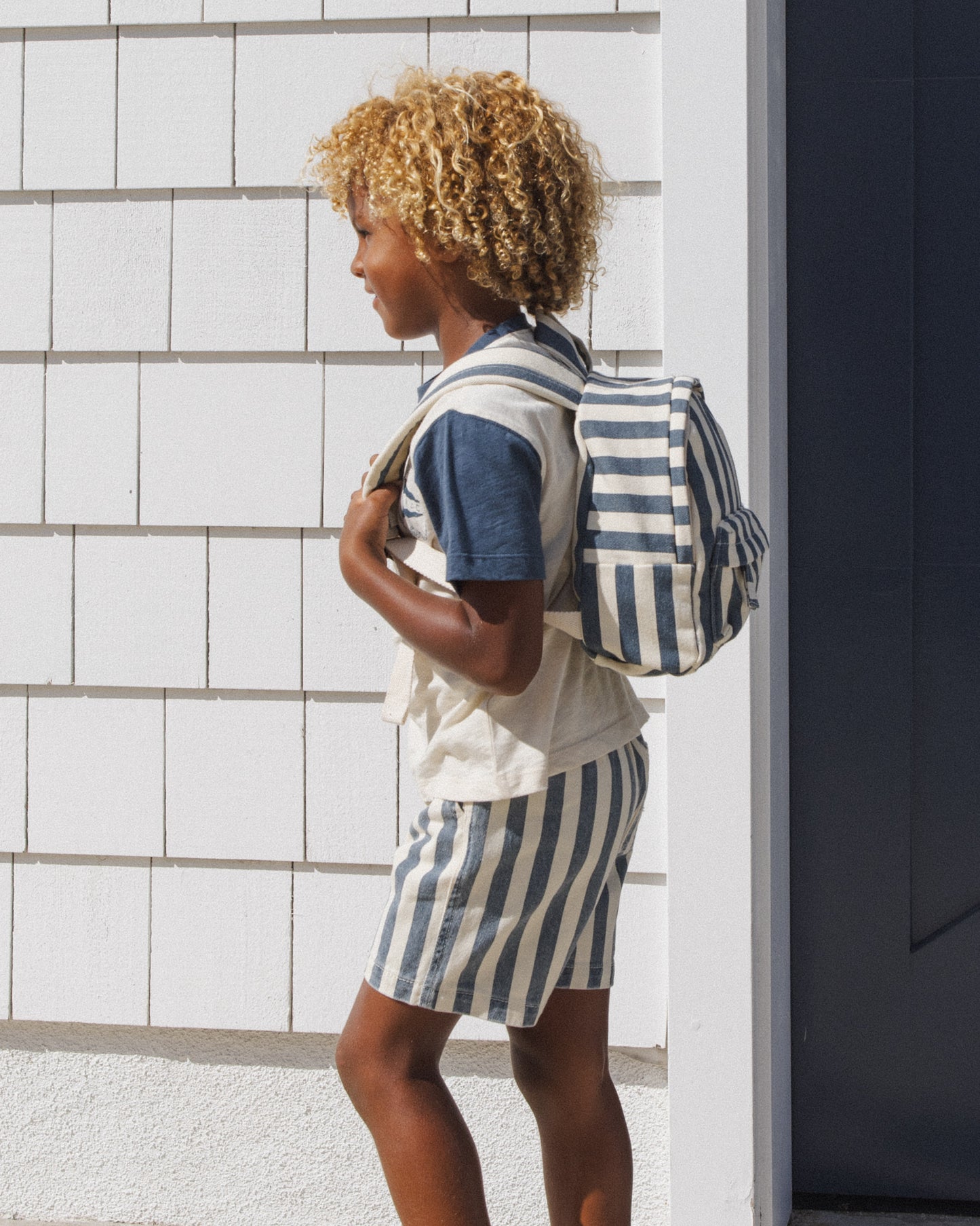 Mini Backpack Navy Stripe