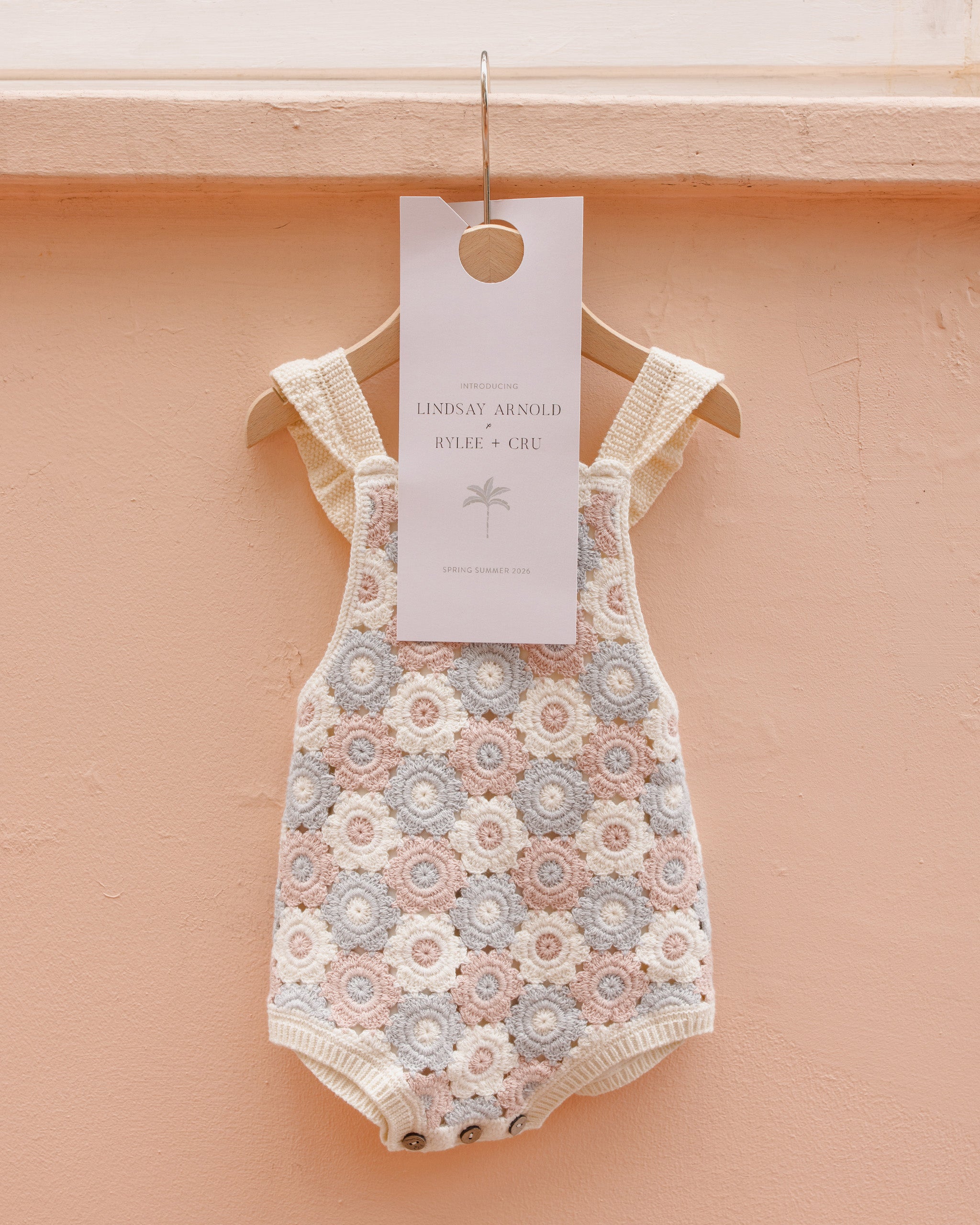 Crochet Romper Blue, Light Pink, Ivory - Rylee + Cru | Kids Clothes | Trendy Baby Clothes | Modern Infant Outfits |