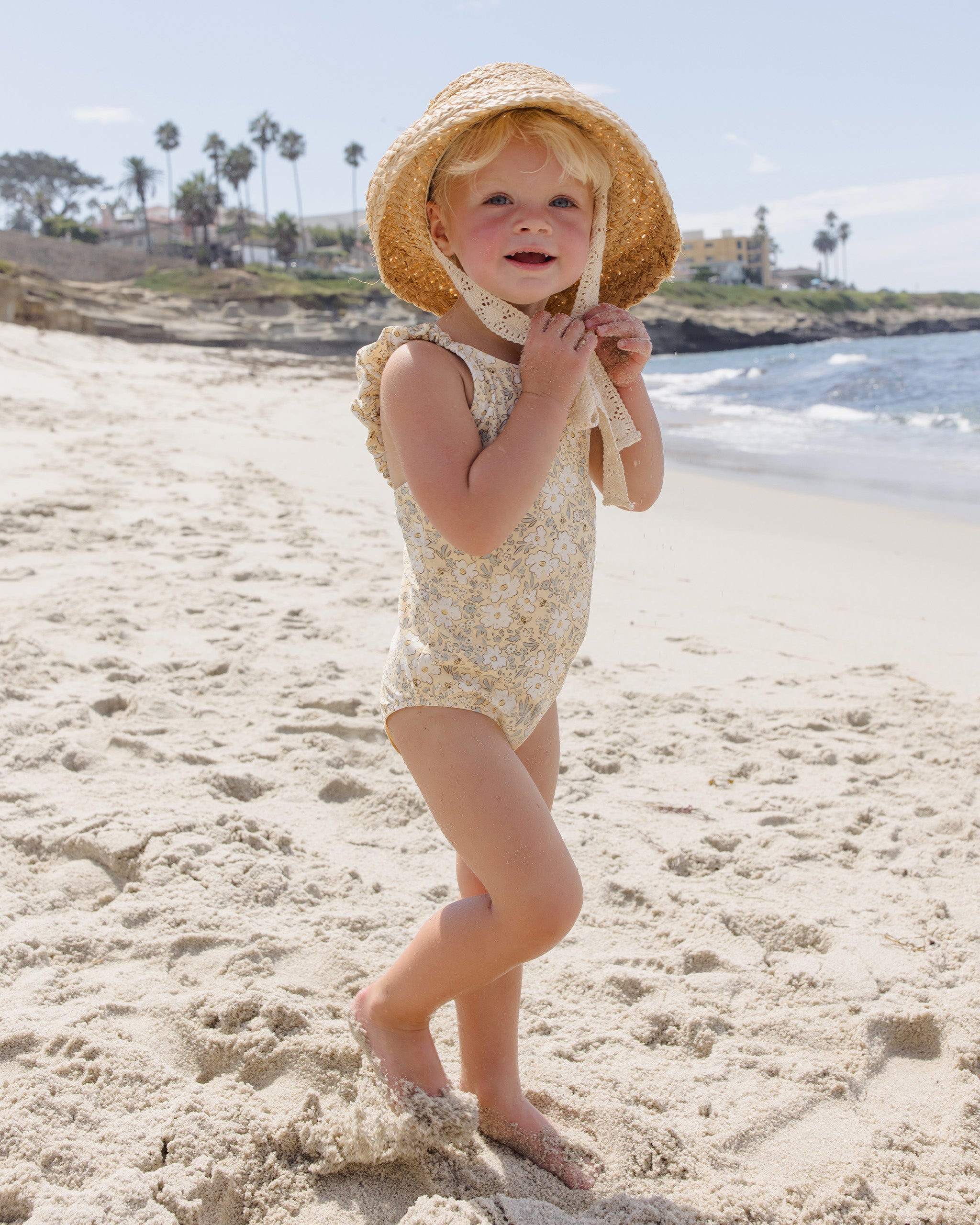 Scrunch One-Piece Lemon Meadow - Rylee + Cru | Kids Clothes | Trendy Baby Clothes | Modern Infant Outfits |
