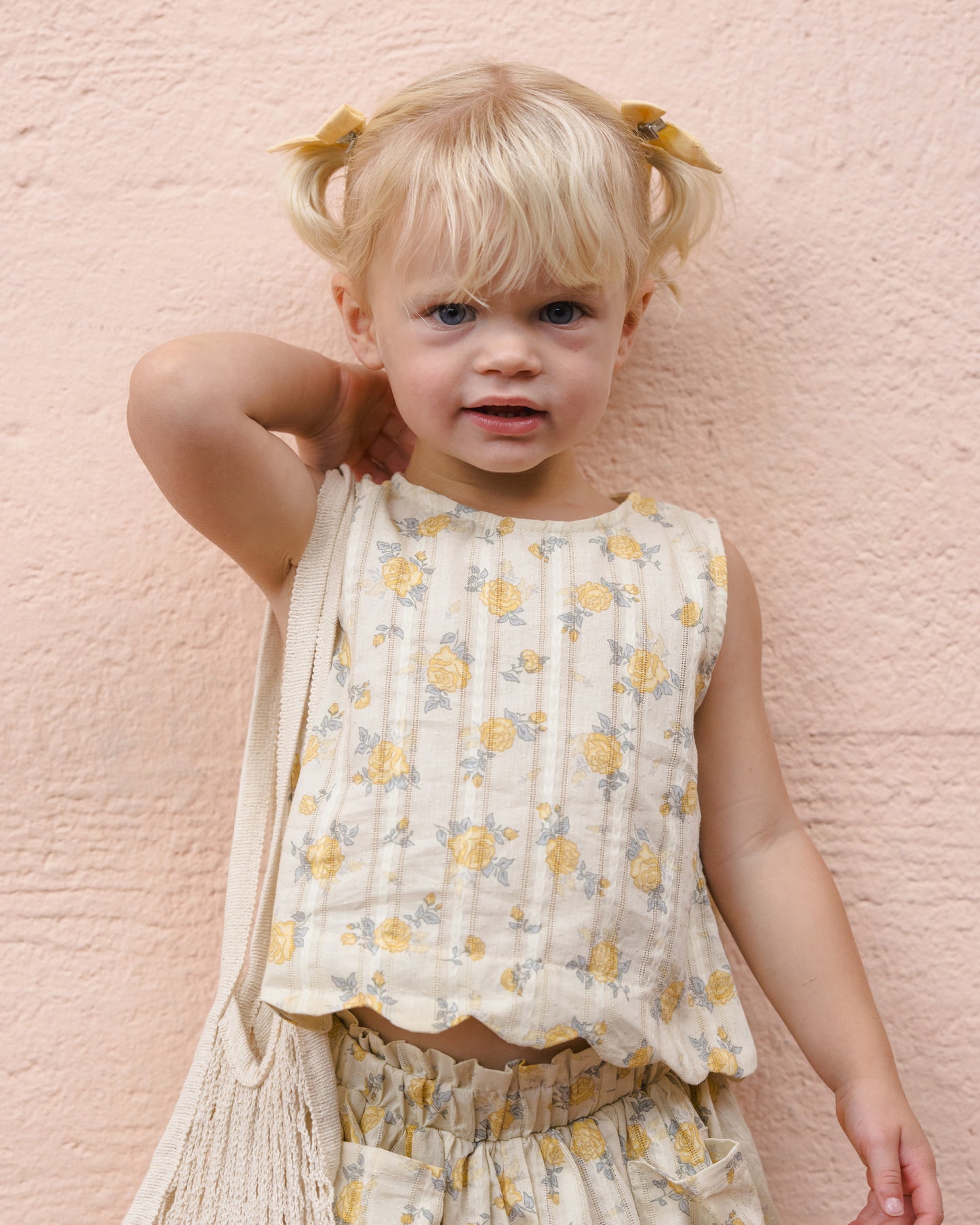 Lenny Top Lemon Ditsy Flower - Rylee + Cru | Kids Clothes | Trendy Baby Clothes | Modern Infant Outfits |