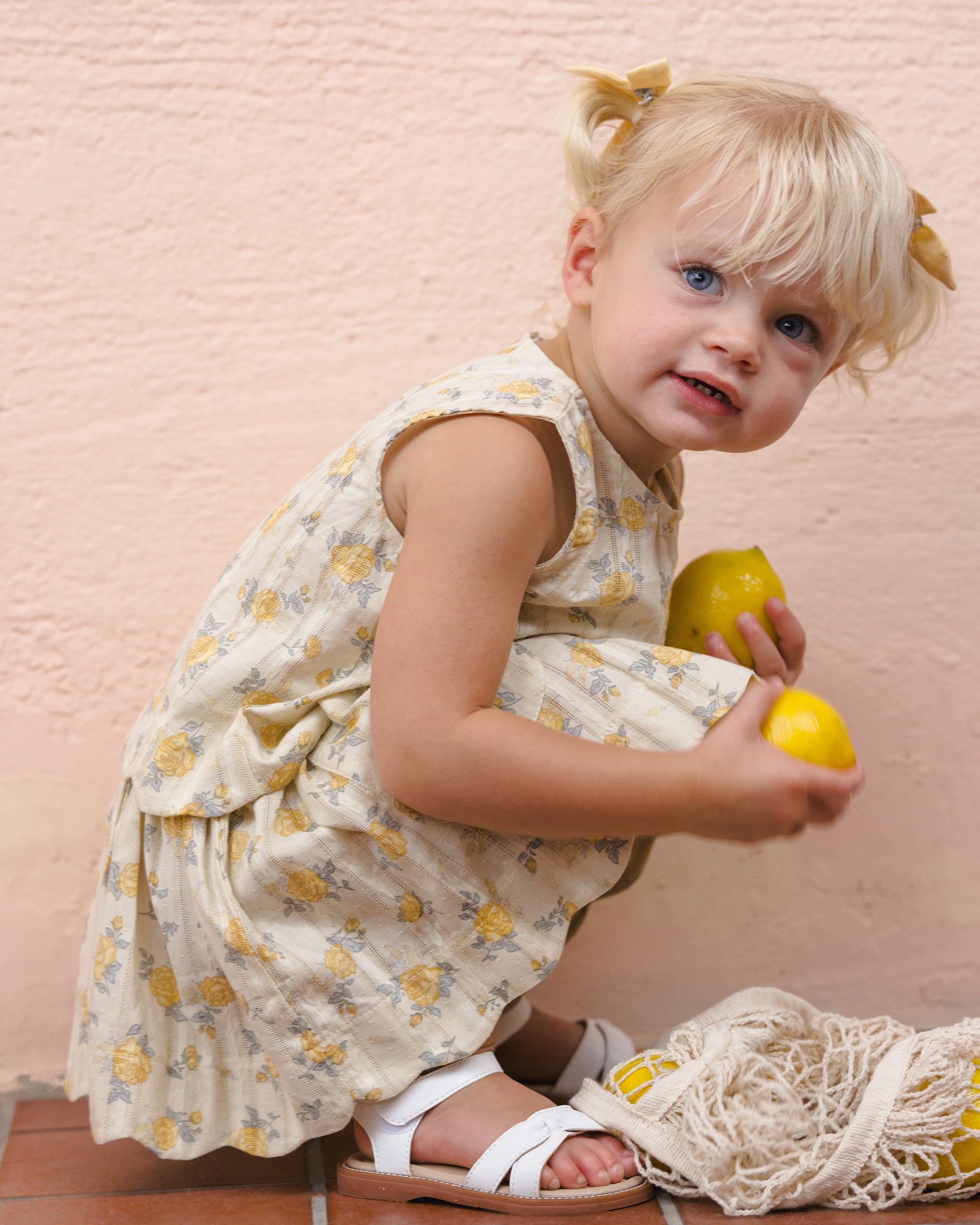 Lenny Top Lemon Ditsy Flower - Rylee + Cru | Kids Clothes | Trendy Baby Clothes | Modern Infant Outfits |