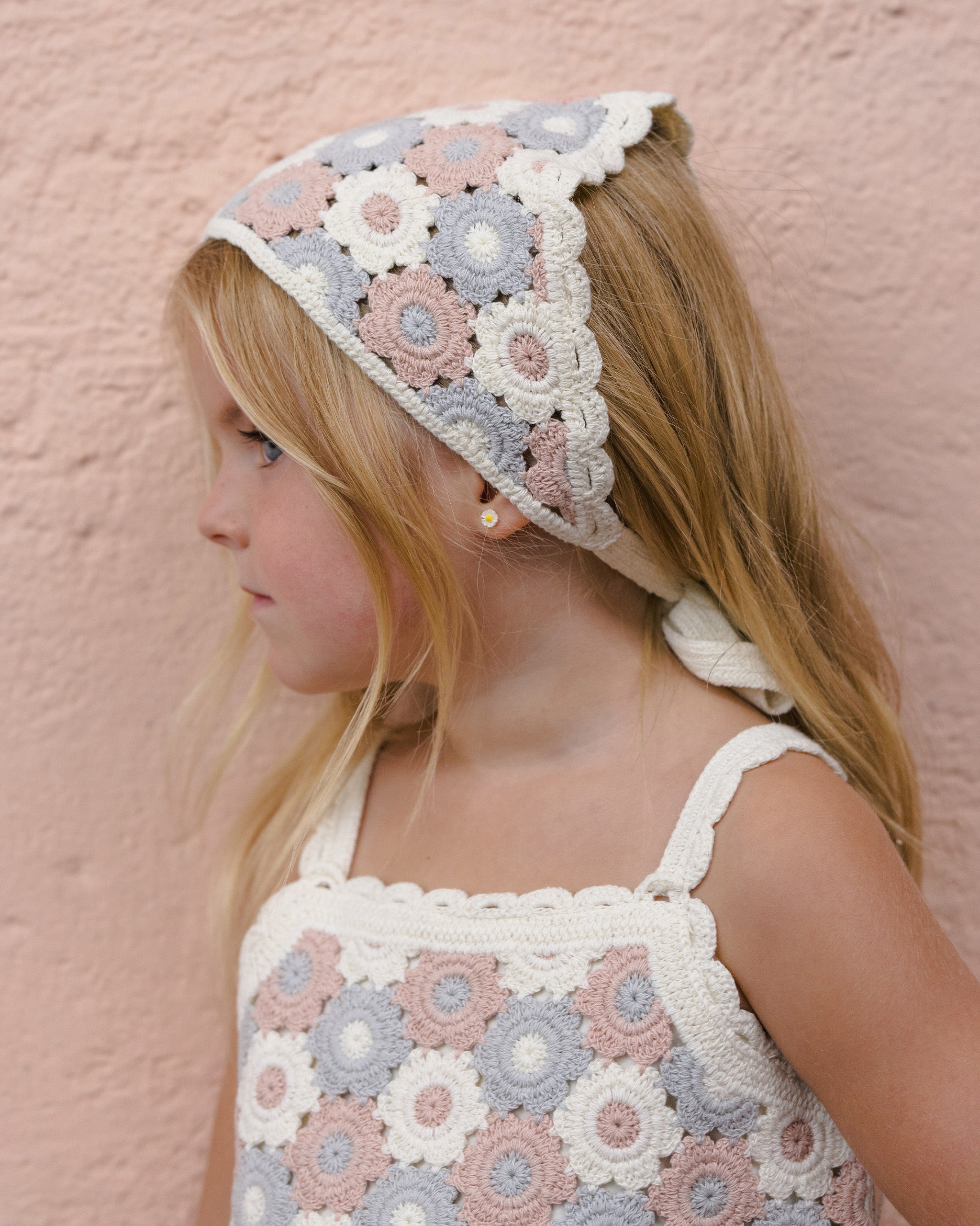 Crochet Scarf Blue, Light Pink, Ivory - Rylee + Cru | Kids Clothes | Trendy Baby Clothes | Modern Infant Outfits |