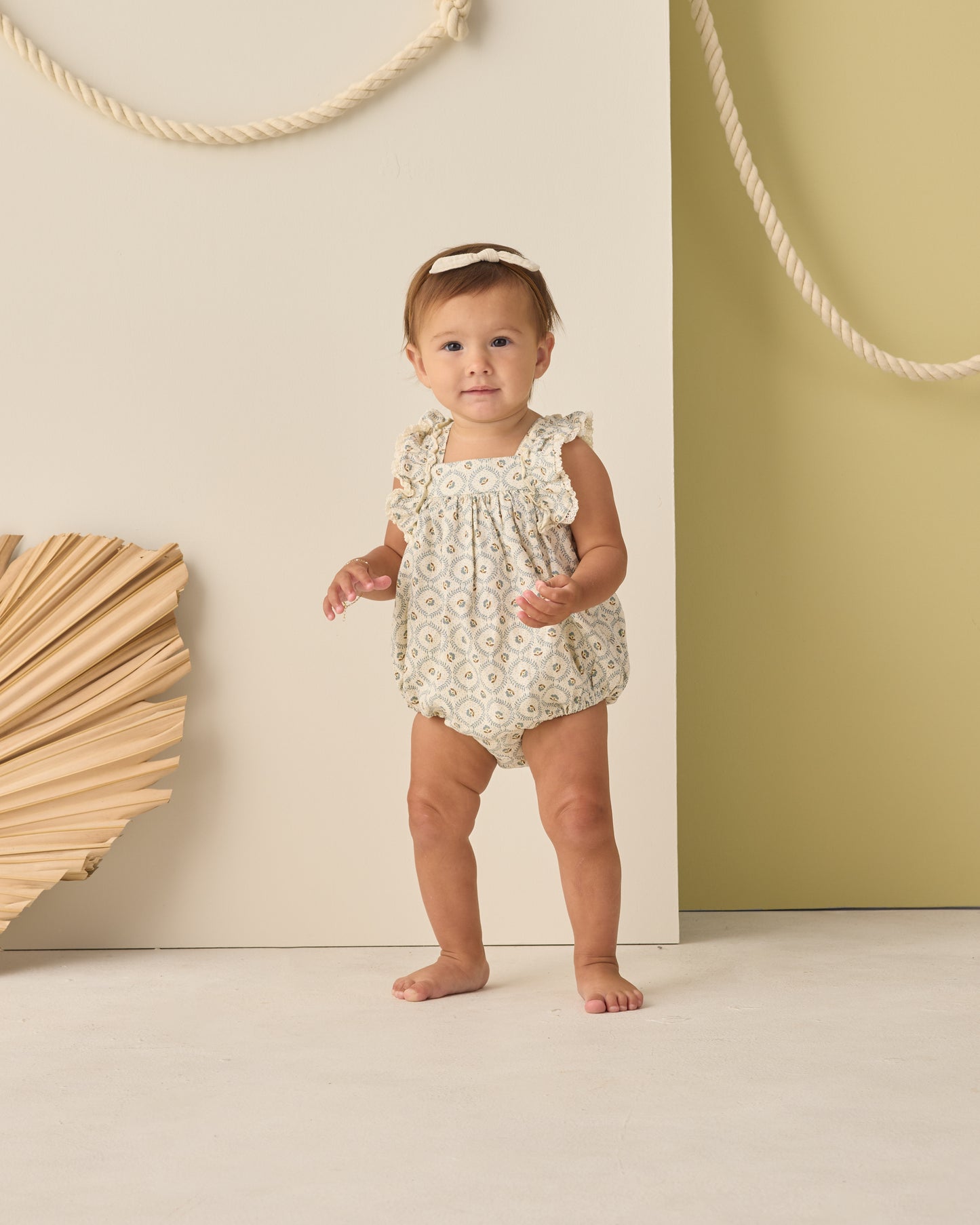 Maya Romper Green Fleur - Rylee + Cru | Kids Clothes | Trendy Baby Clothes | Modern Infant Outfits |