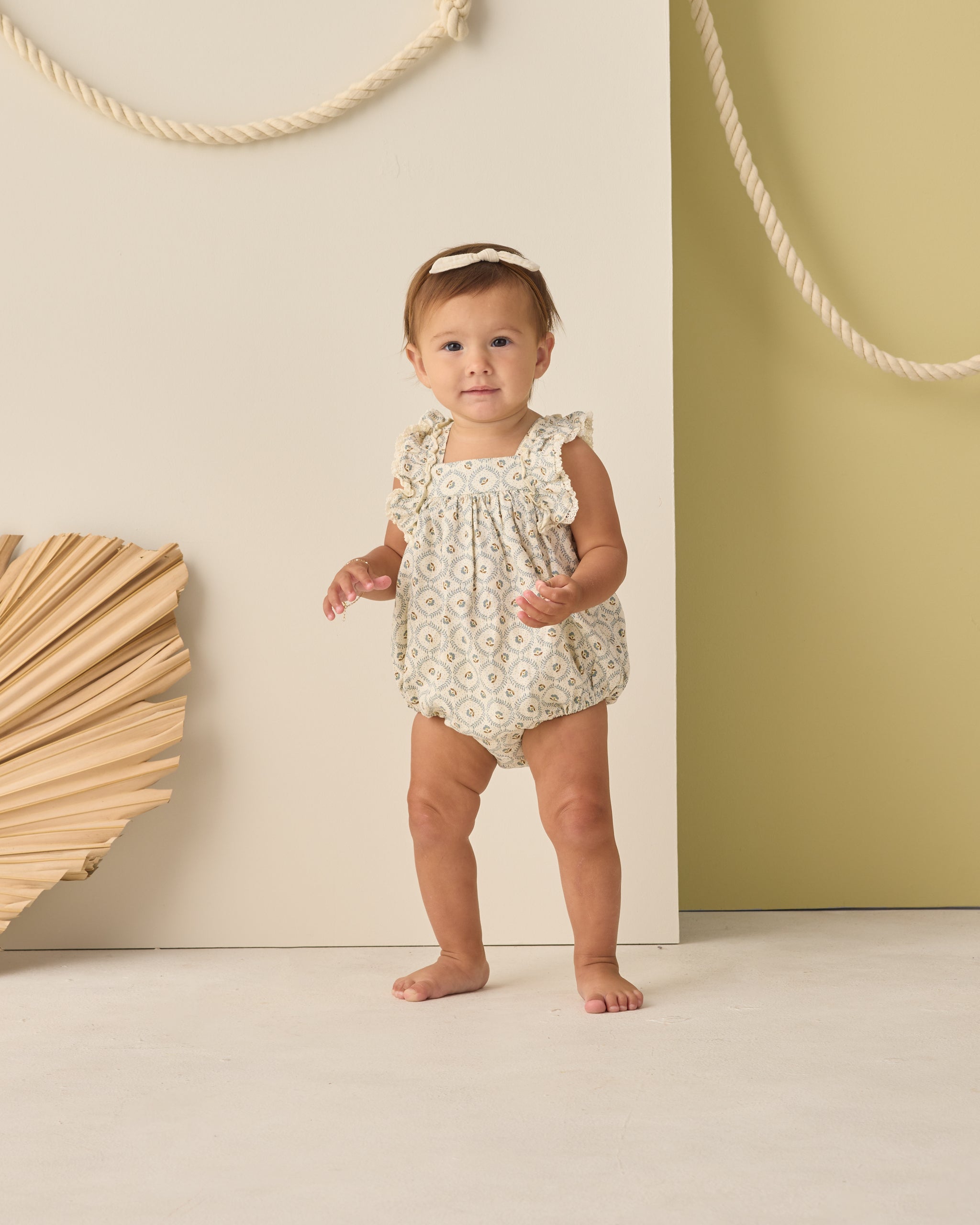 Maya Romper Green Fleur - Rylee + Cru | Kids Clothes | Trendy Baby Clothes | Modern Infant Outfits |