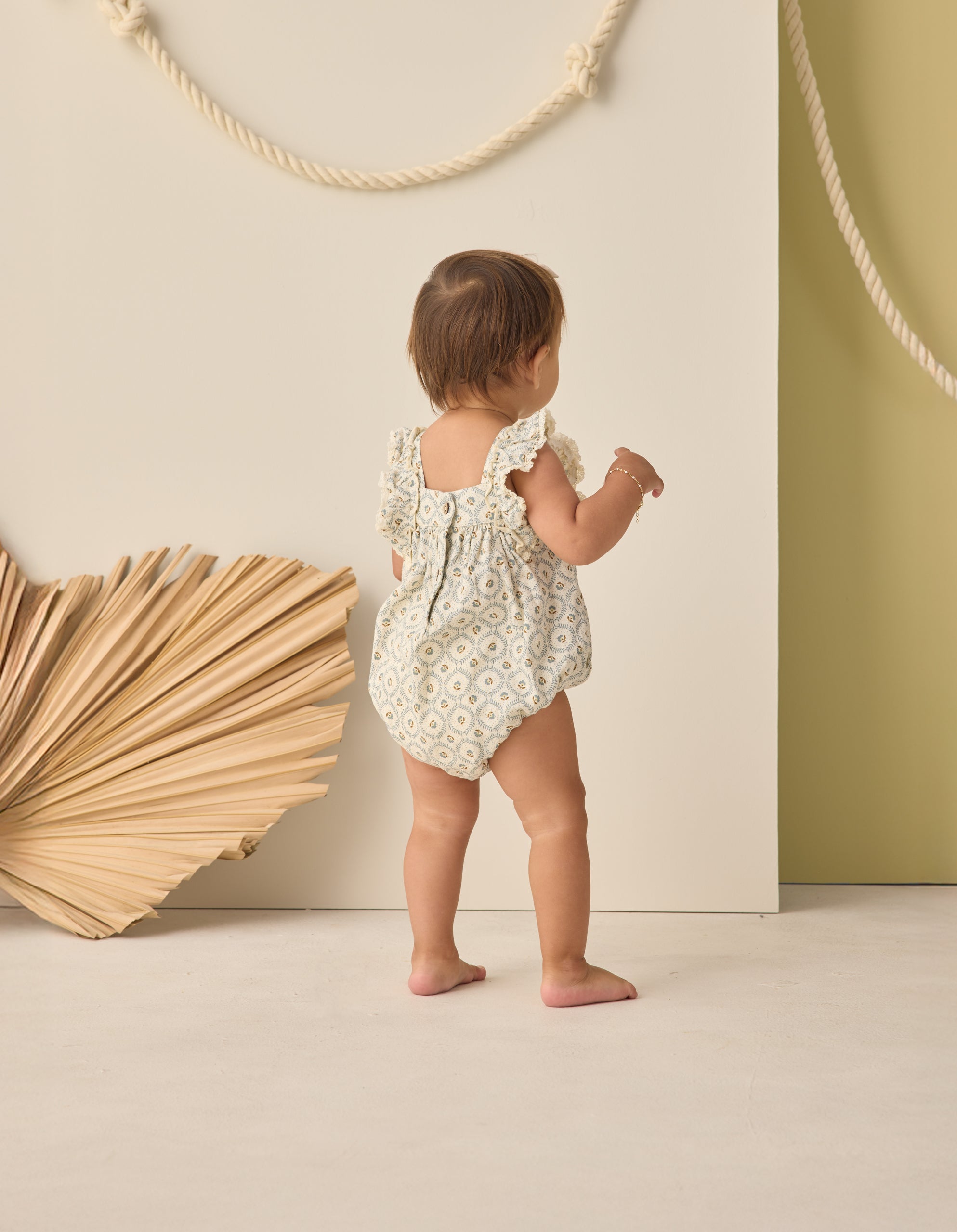Maya Romper Green Fleur - Rylee + Cru | Kids Clothes | Trendy Baby Clothes | Modern Infant Outfits |
