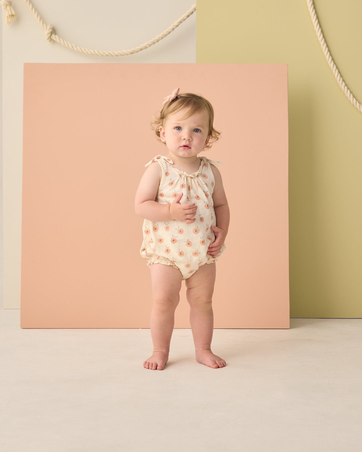 Shoulder Tie Bubble Peaches - Rylee + Cru | Kids Clothes | Trendy Baby Clothes | Modern Infant Outfits |
