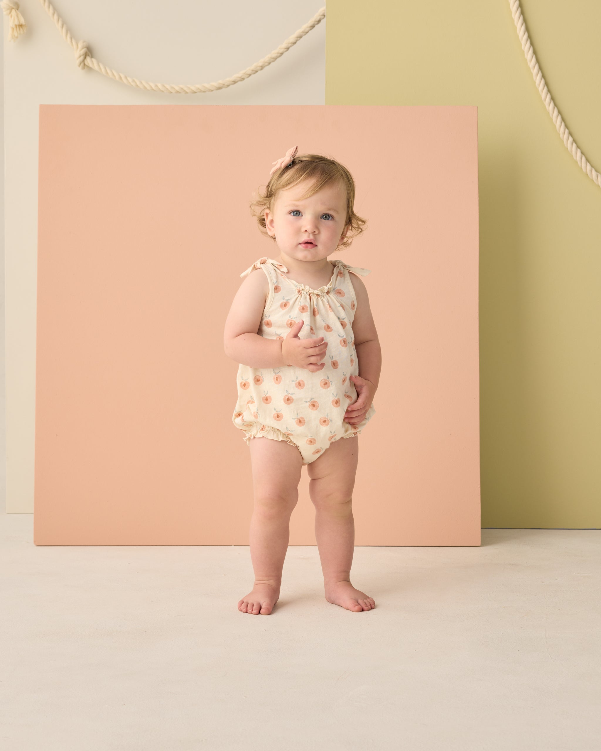 Shoulder Tie Bubble Peaches - Rylee + Cru | Kids Clothes | Trendy Baby Clothes | Modern Infant Outfits |