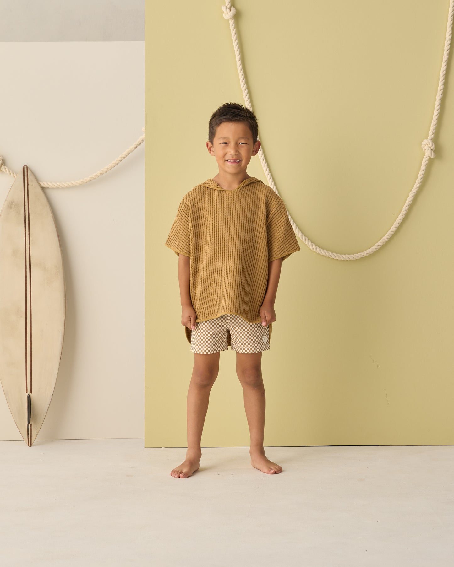 Boardshort Ocre Check - Rylee + Cru | Kids Clothes | Trendy Baby Clothes | Modern Infant Outfits |
