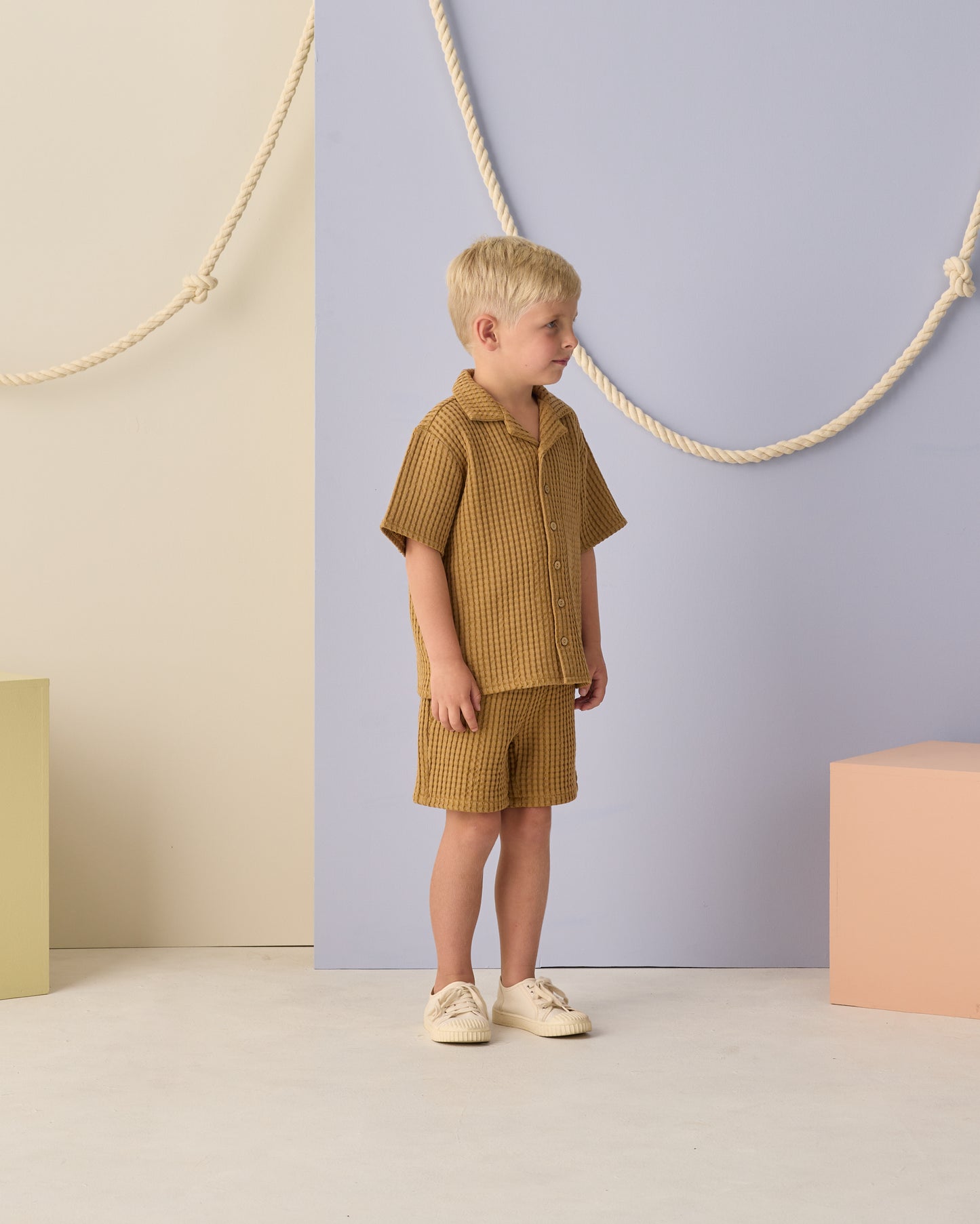Lapel Collar Shirt Ocre - Rylee + Cru | Kids Clothes | Trendy Baby Clothes | Modern Infant Outfits |