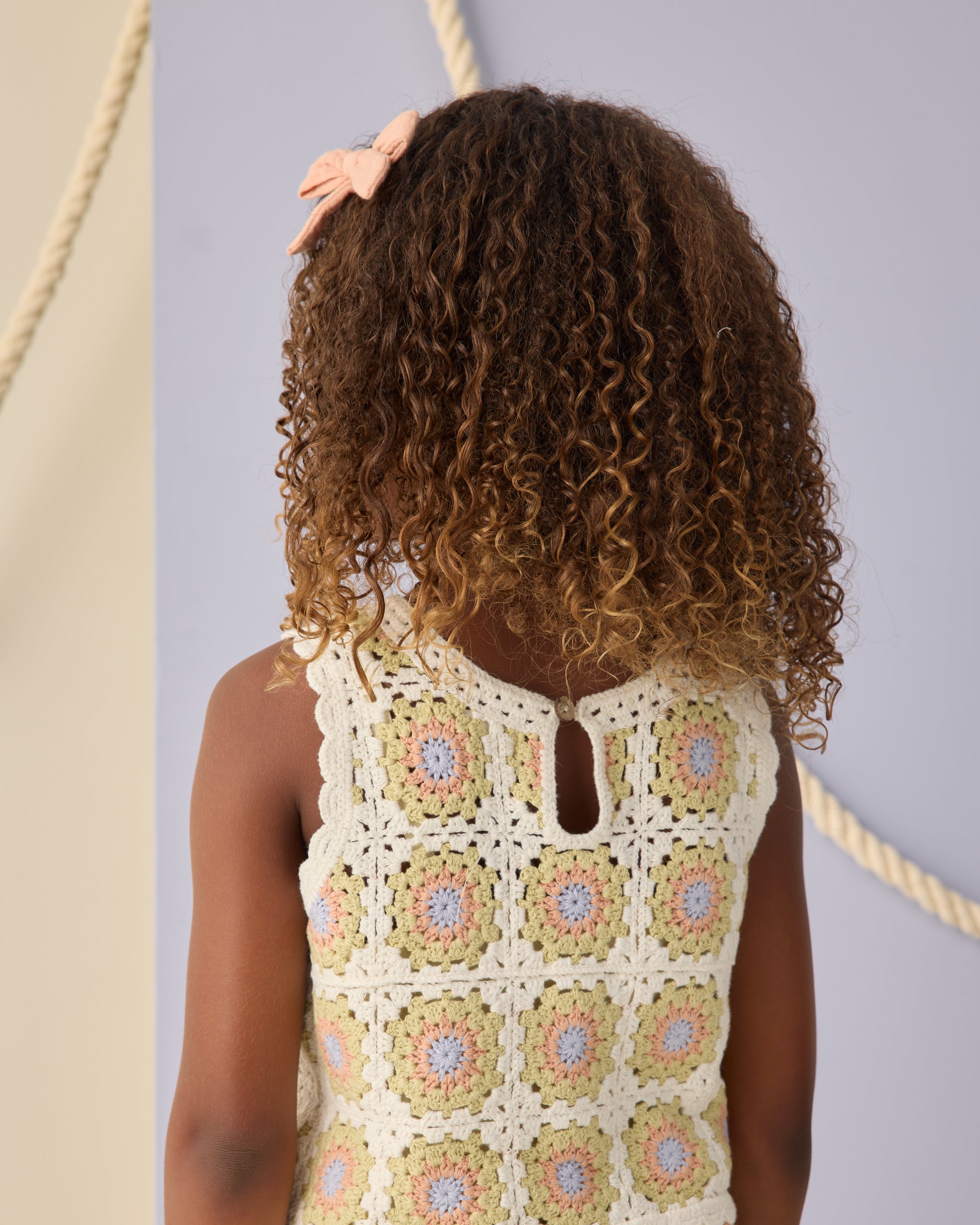 Crochet Tank Set Citron Daisy Check - Rylee + Cru | Kids Clothes | Trendy Baby Clothes | Modern Infant Outfits |