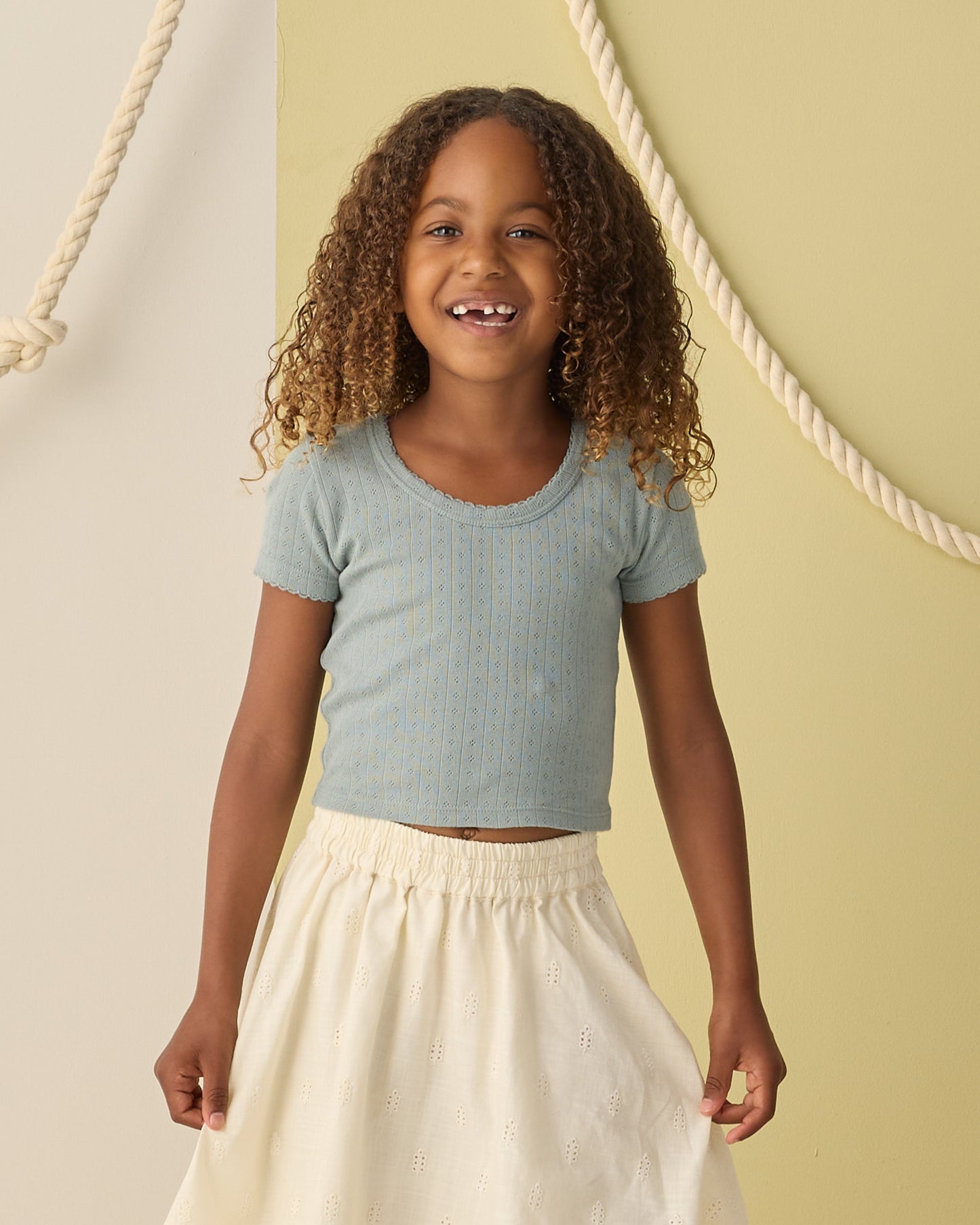 Pointelle Tee Sea Green - Rylee + Cru | Kids Clothes | Trendy Baby Clothes | Modern Infant Outfits |