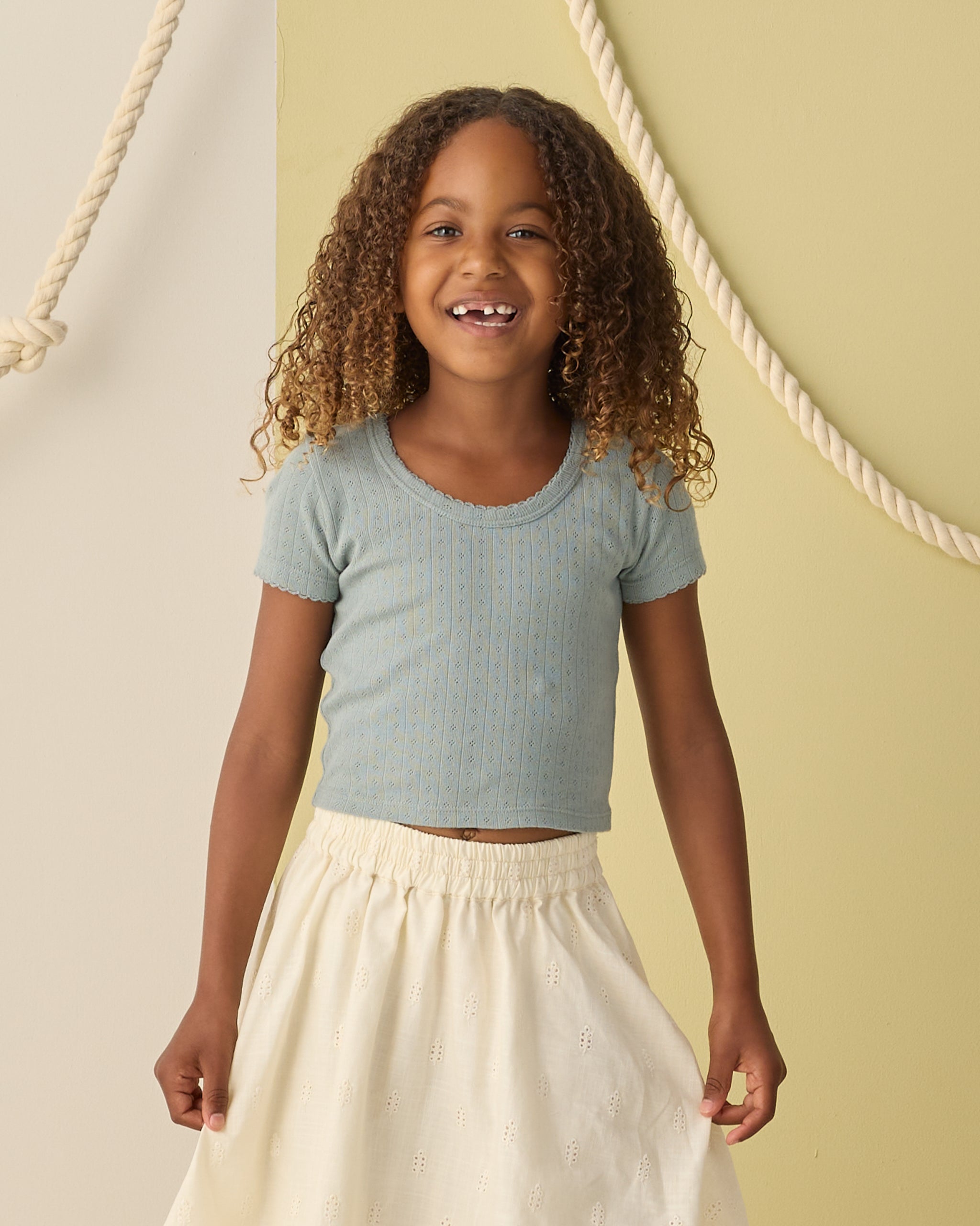 Pointelle Tee Sea Green - Rylee + Cru | Kids Clothes | Trendy Baby Clothes | Modern Infant Outfits |