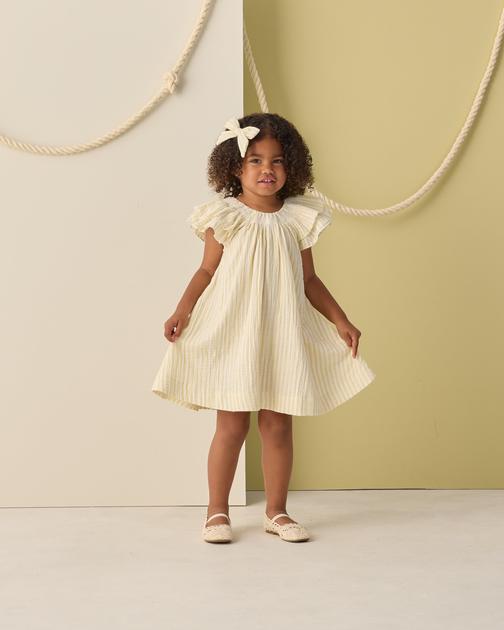 Lucia Dress Citron Stripe – Rylee + Cru
