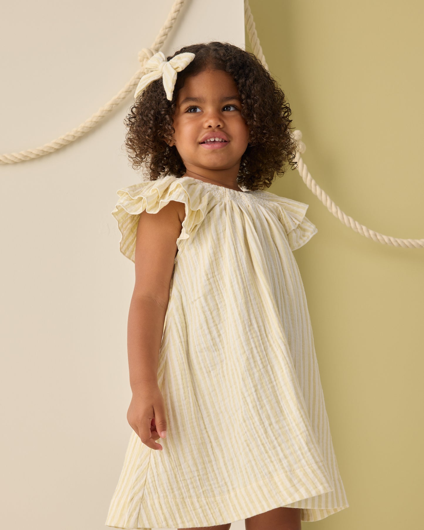 Lucia Dress Citron Stripe - Rylee + Cru | Kids Clothes | Trendy Baby Clothes | Modern Infant Outfits |