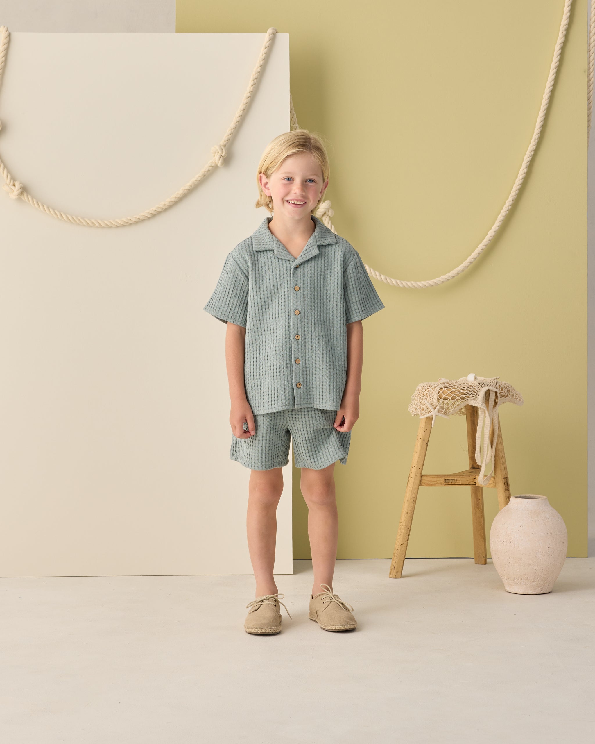 Lapel Collar Shirt Sea Green - Rylee + Cru | Kids Clothes | Trendy Baby Clothes | Modern Infant Outfits |