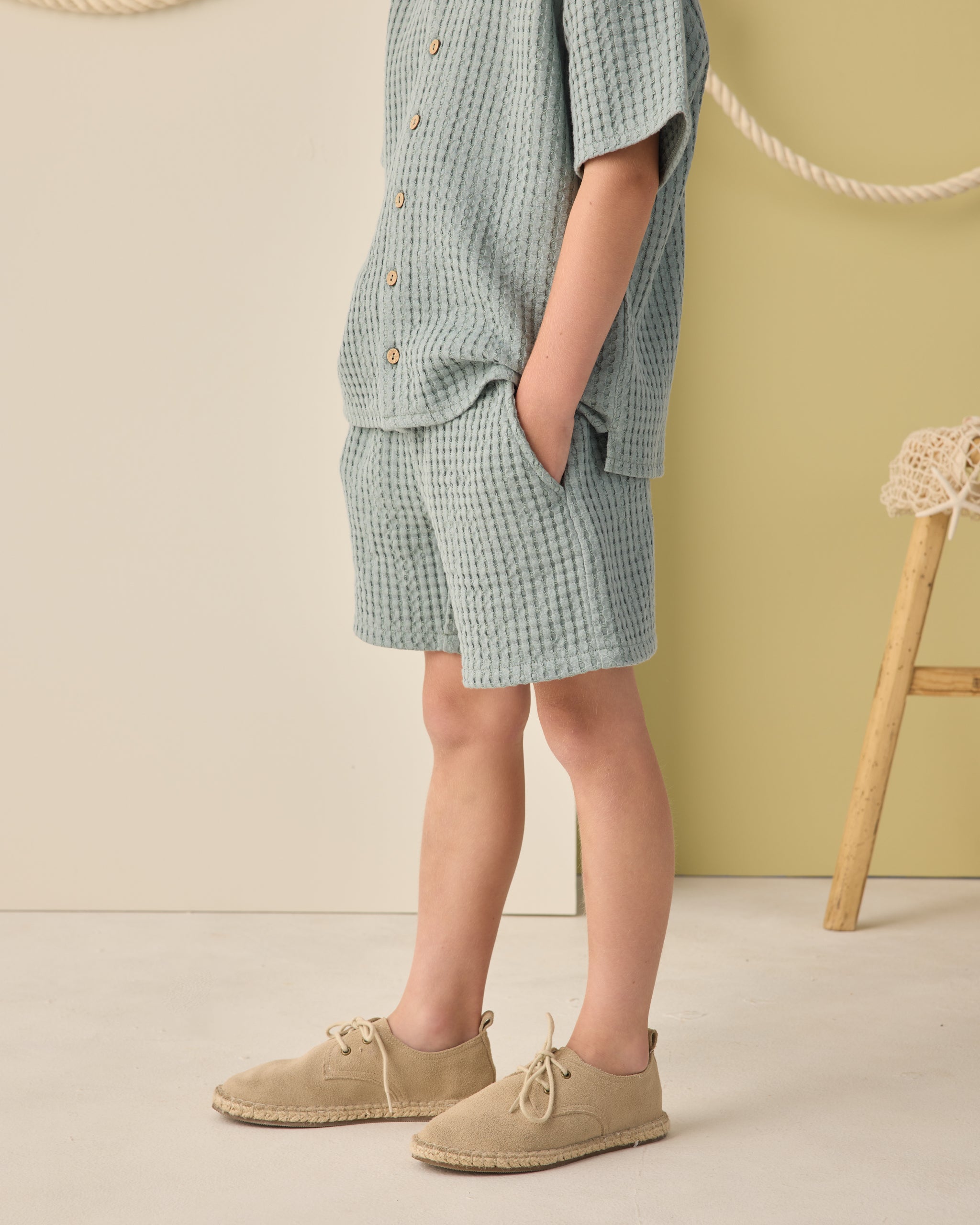 Lapel Collar Shirt Sea Green - Rylee + Cru | Kids Clothes | Trendy Baby Clothes | Modern Infant Outfits |