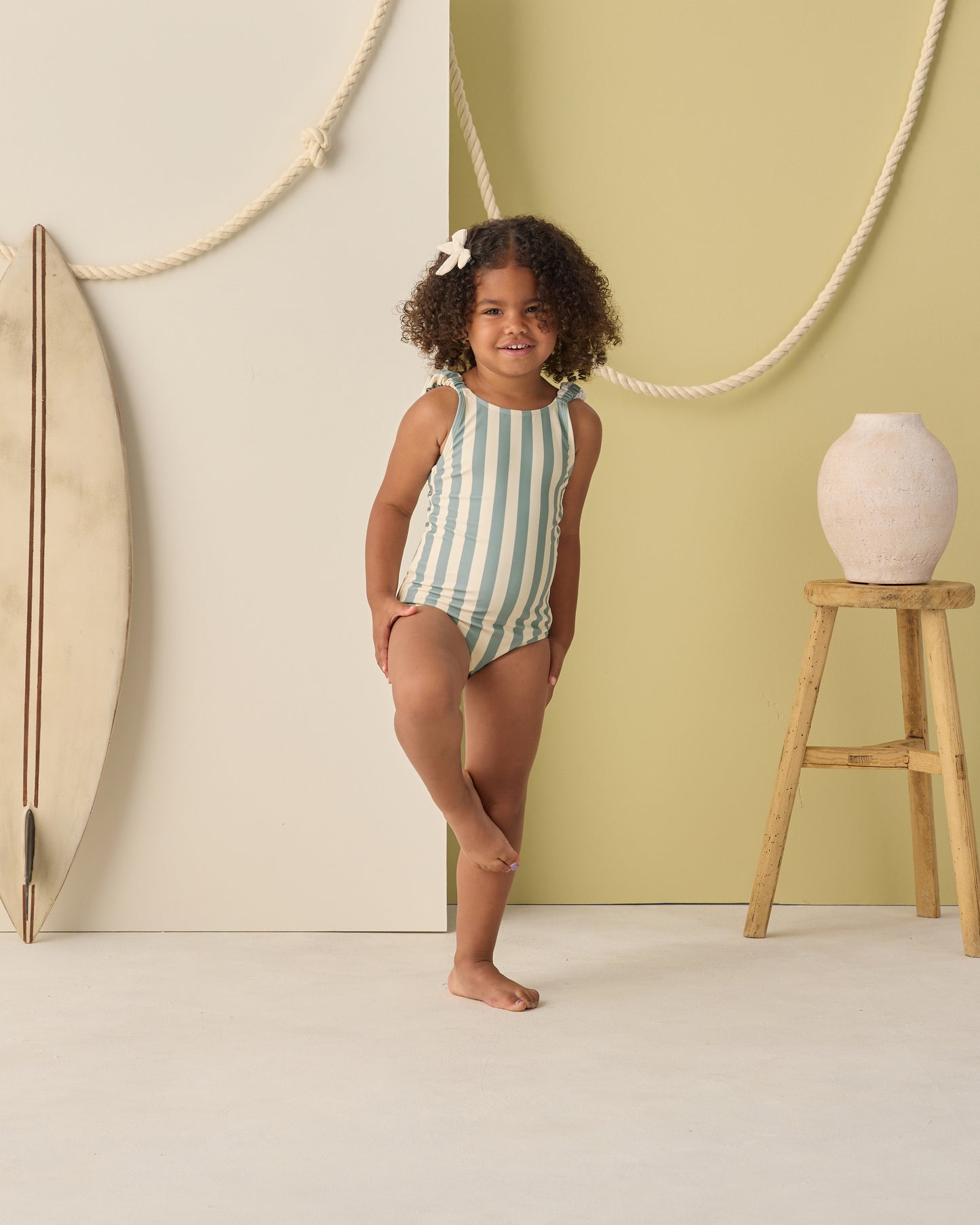 Scrunch One-Piece Green Stripe - Rylee + Cru | Kids Clothes | Trendy Baby Clothes | Modern Infant Outfits |