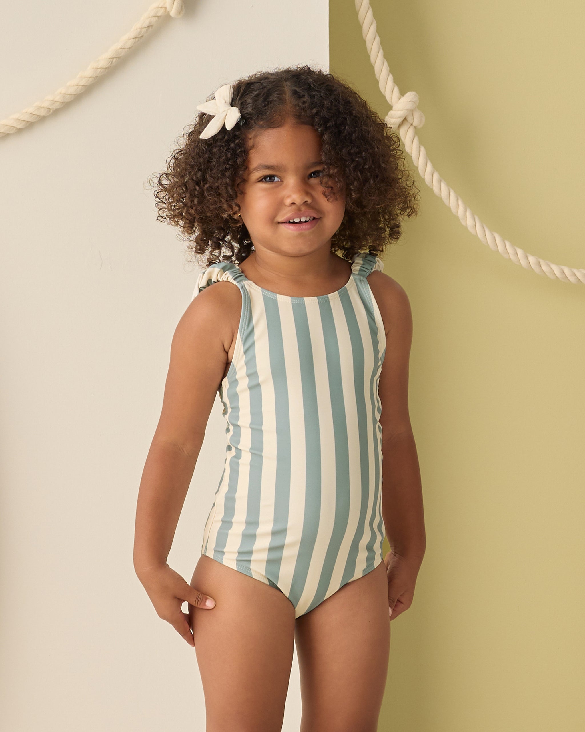 Scrunch One-Piece Green Stripe - Rylee + Cru | Kids Clothes | Trendy Baby Clothes | Modern Infant Outfits |