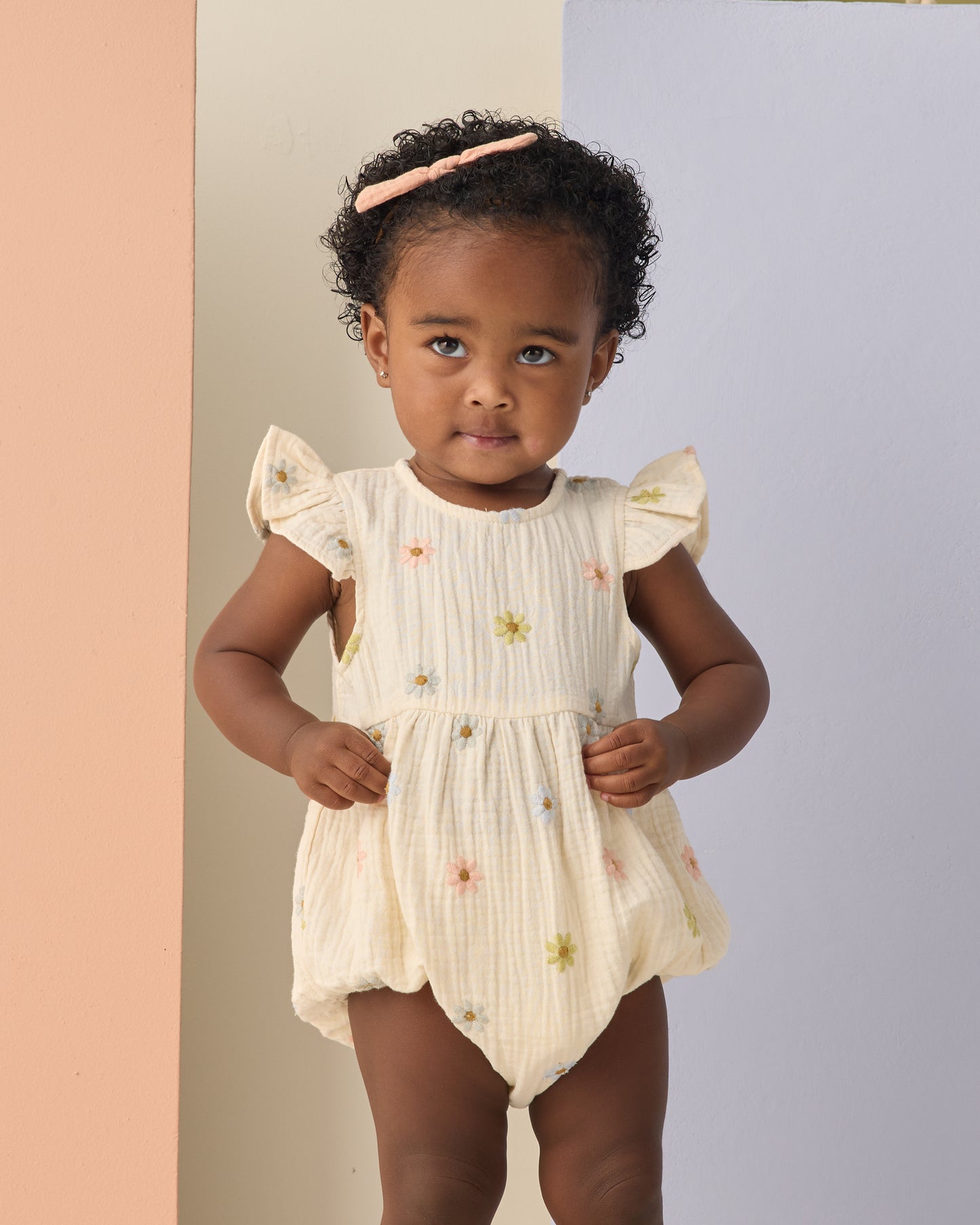 Amelia Romper Embroidered Daisies - Rylee + Cru | Kids Clothes | Trendy Baby Clothes | Modern Infant Outfits |