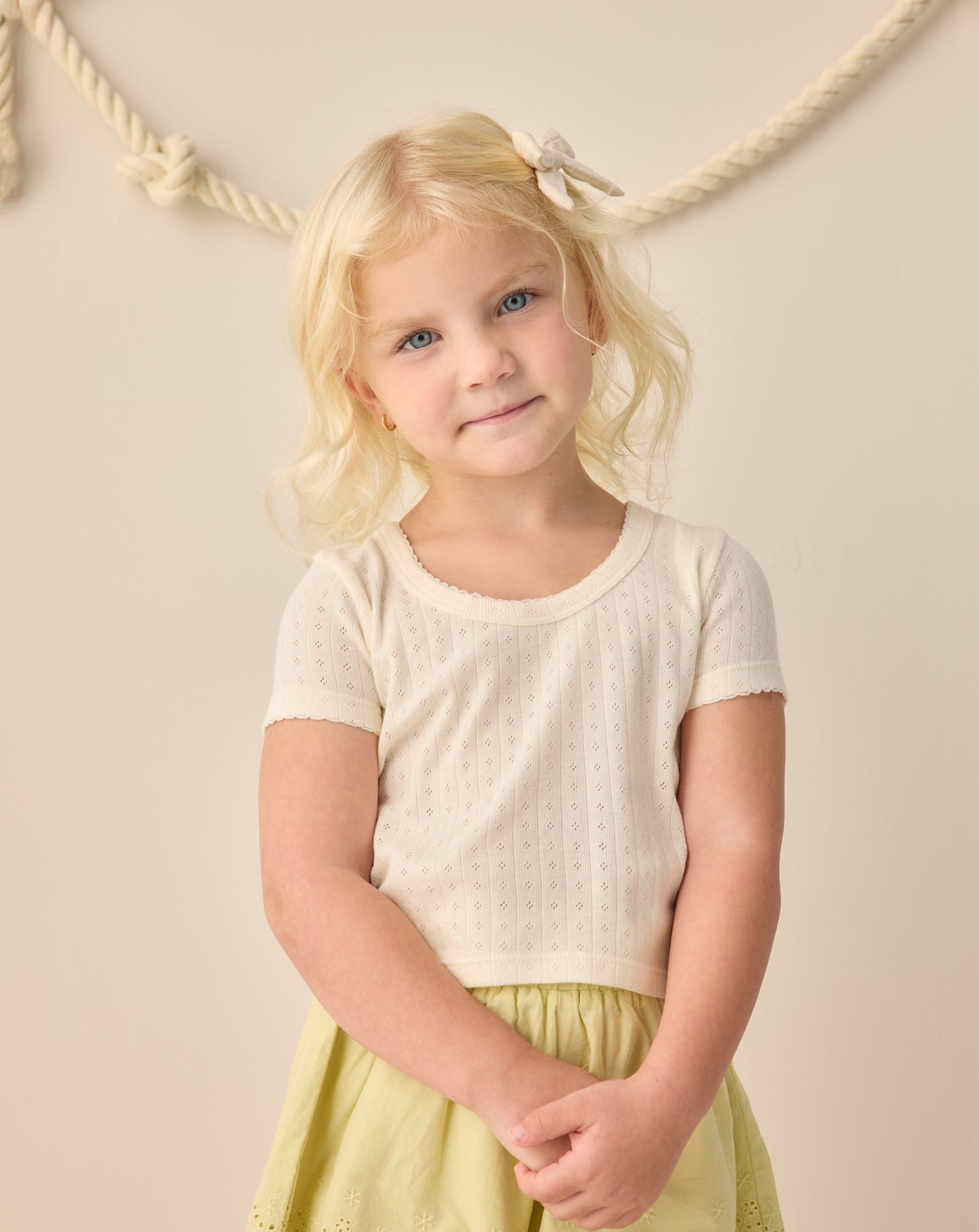 Pointelle Tee Ivory - Rylee + Cru | Kids Clothes | Trendy Baby Clothes | Modern Infant Outfits |