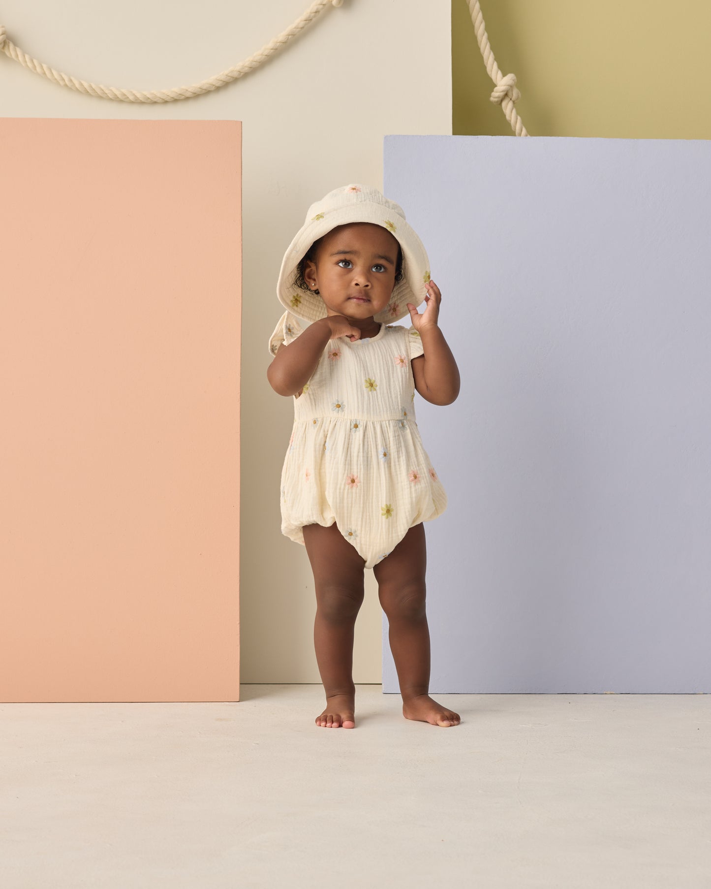 Amelia Romper Embroidered Daisies - Rylee + Cru | Kids Clothes | Trendy Baby Clothes | Modern Infant Outfits |