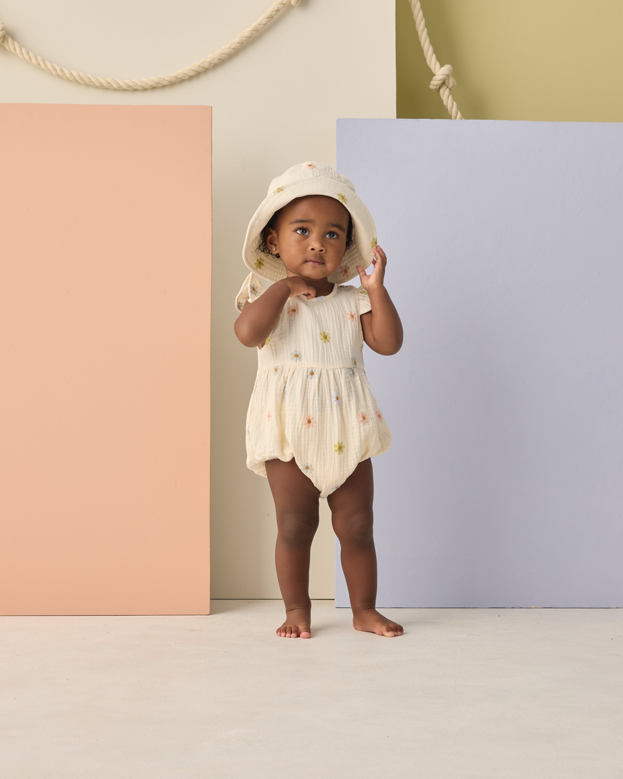 Amelia Romper Embroidered Daisies - Rylee + Cru | Kids Clothes | Trendy Baby Clothes | Modern Infant Outfits |