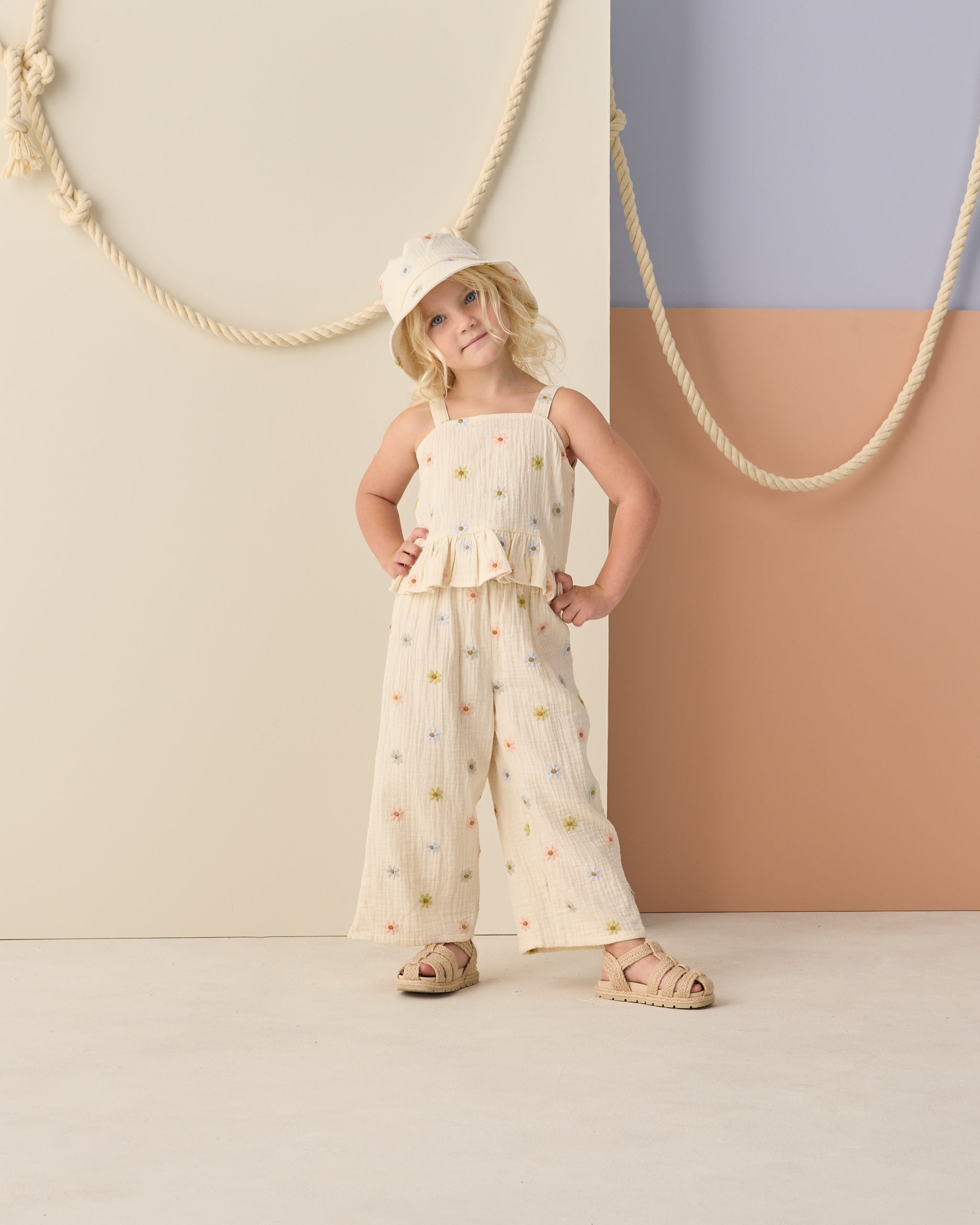Kayli Set Embroidered Daisies - Rylee + Cru | Kids Clothes | Trendy Baby Clothes | Modern Infant Outfits |